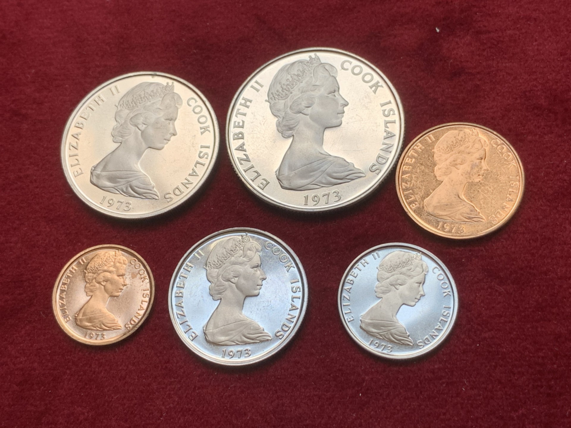 《竞宝斋》第79场-本周日，周一，周四3场拍卖（全场不限金额包邮） 库克群岛 1973年 精制币 6枚一组