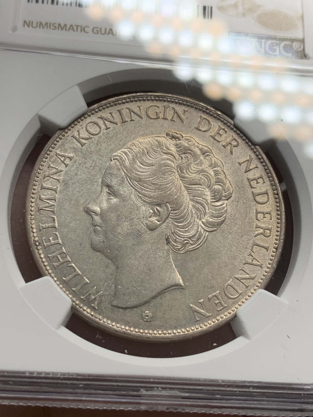 《竞宝斋》第79场-本周日，周一，周四3场拍卖（全场不限金额包邮） NGC-MS62 荷兰 1938年 威廉米娜女王 2.5盾大银币 原光好品