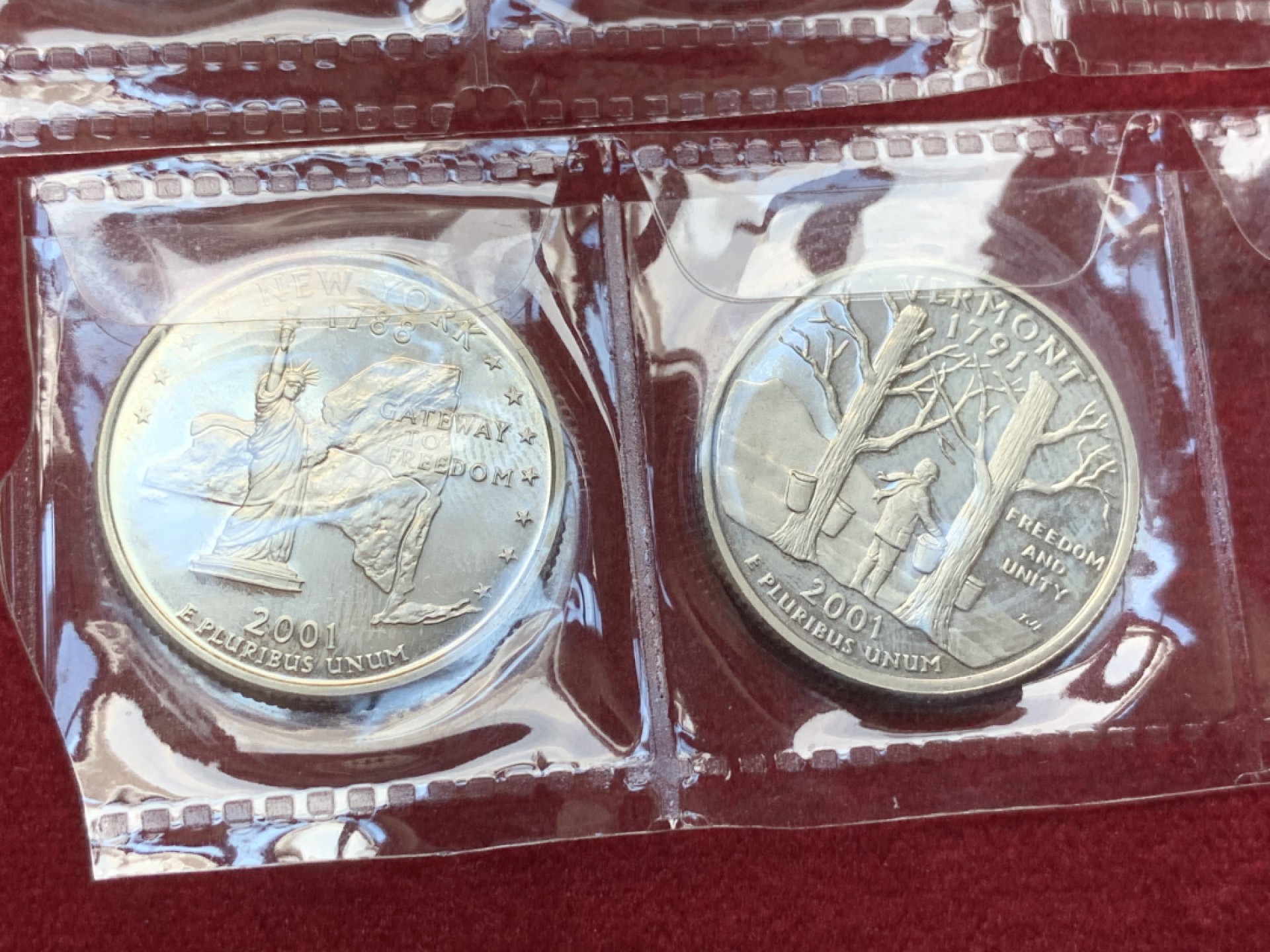 《竞宝斋》第79场-本周日，周一，周四3场拍卖（全场不限金额包邮） 美国 2001年 25美分 精制纪念币 5枚一组