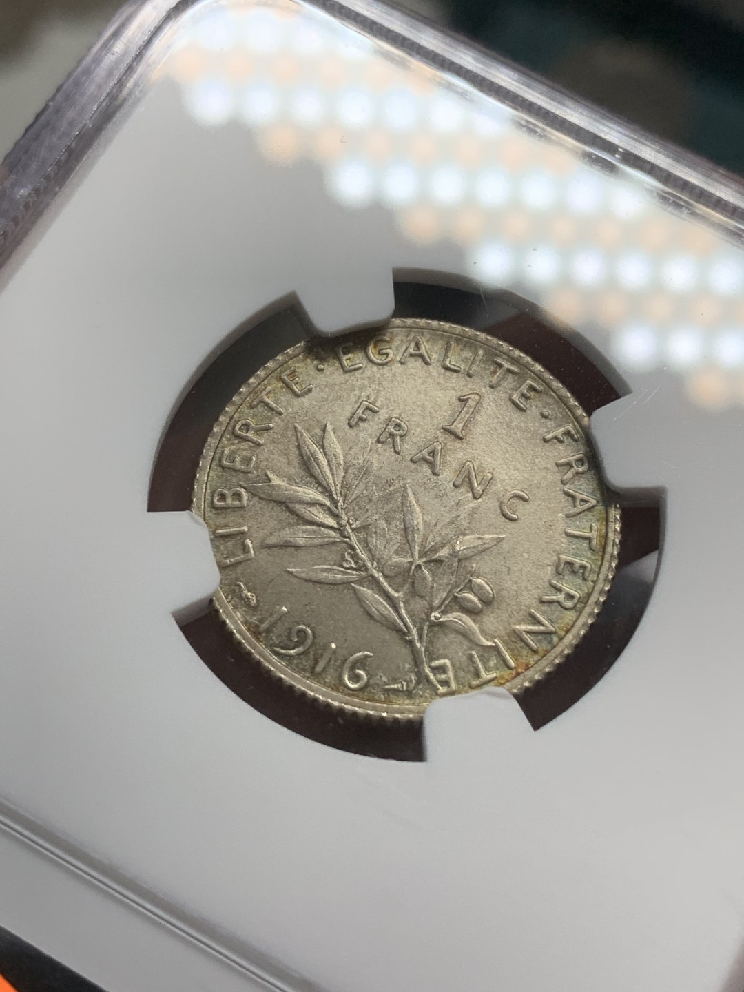 《竞宝斋》第79场-本周日，周一，周四3场拍卖（全场不限金额包邮） NGC-MS63 法国1916年 播种女神 1法郎银币 带彩好品