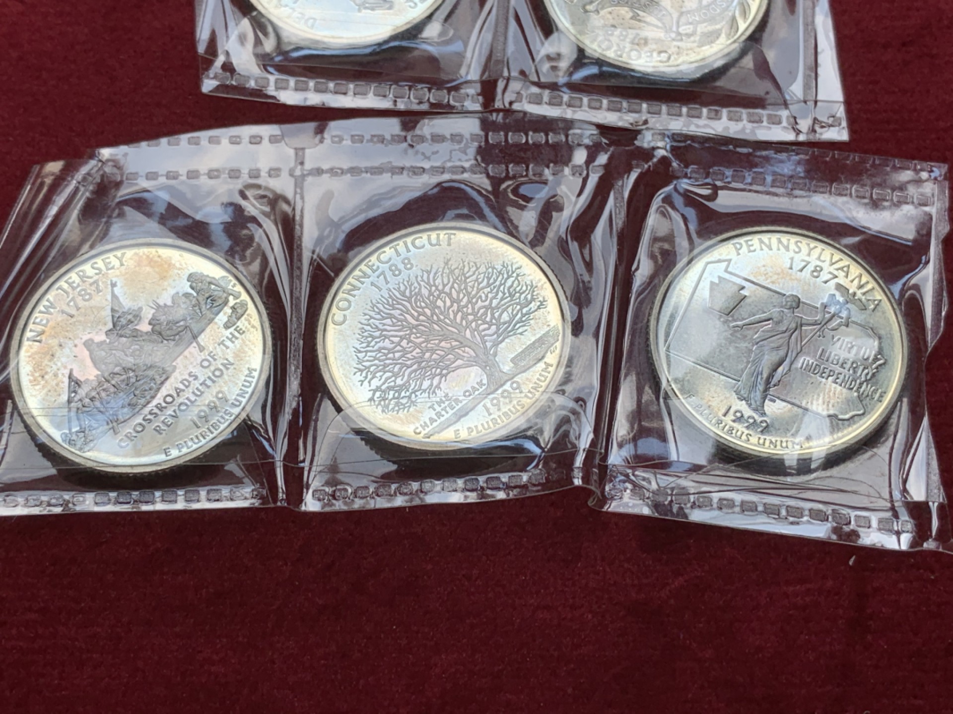 《竞宝斋》第79场-本周日，周一，周四3场拍卖（全场不限金额包邮） 美国 1999年 25美分 精制纪念币 5枚一组