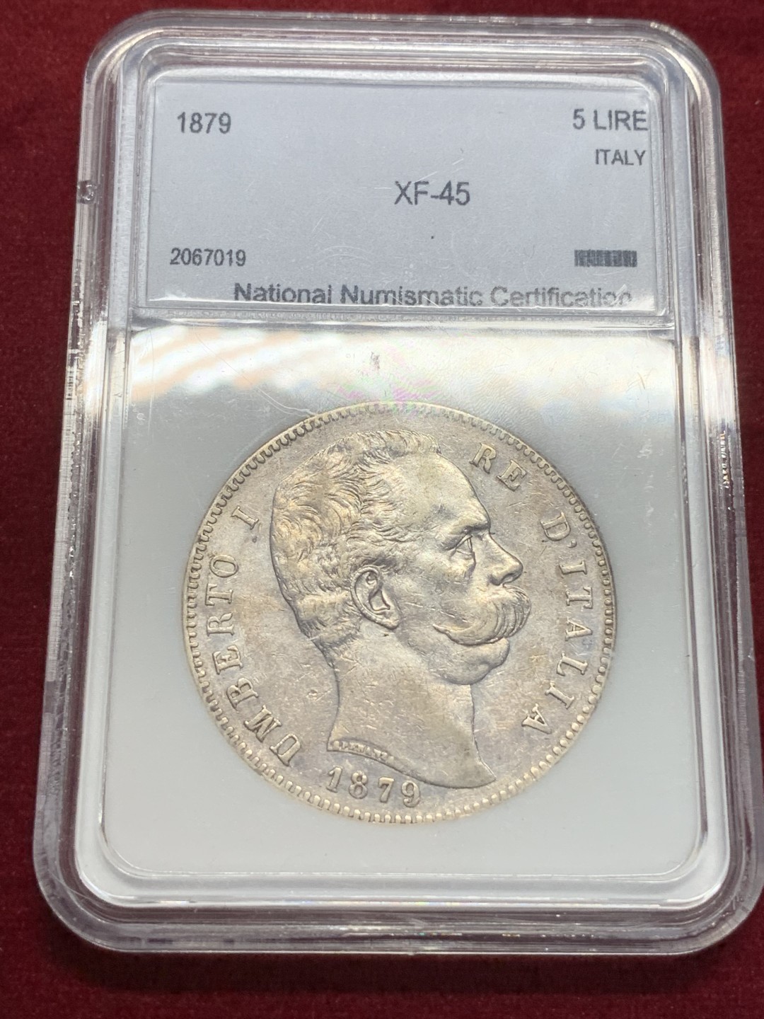 《竞宝斋》第79场-本周日，周一，周四3场拍卖（全场不限金额包邮） 美国NNC小白盒 意大利 1879年翁贝托 5里拉 大银币 细节清晰 好品