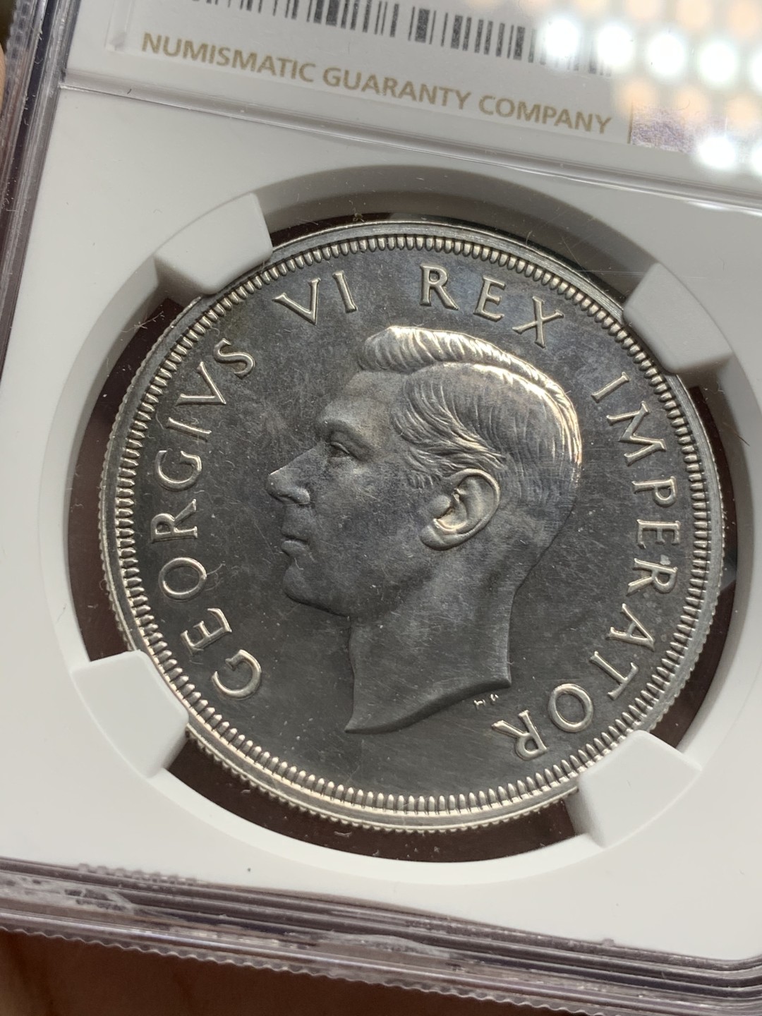 《竞宝斋》第79场-本周日，周一，周四3场拍卖（全场不限金额包邮） NGC-PROOF 南非 1947年 乔六 5先令大银币 精制币 这枚没给分真想不到