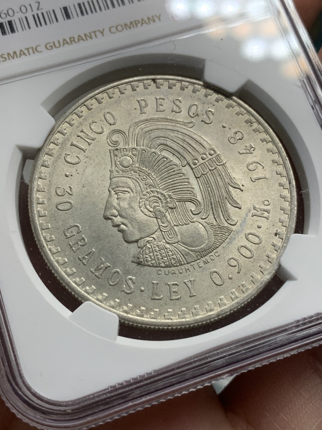 《竞宝斋》第79场-本周日，周一，周四3场拍卖（全场不限金额包邮） NGC-MS63 墨西哥 1948年印第安人头像 5比索超大型银币 原光好品