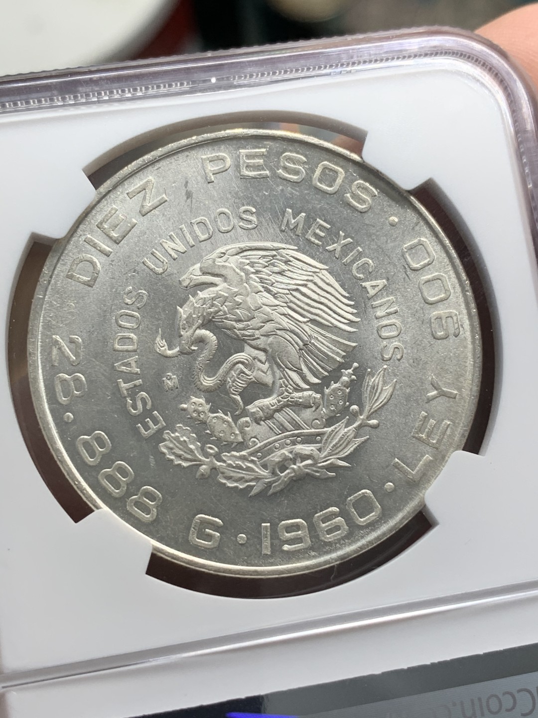 《竞宝斋》第79场-本周日，周一，周四3场拍卖（全场不限金额包邮） NGC-MS64 墨西哥 1960年 百年独立纪念 10比索大银币 爆光状态 顶呱呱