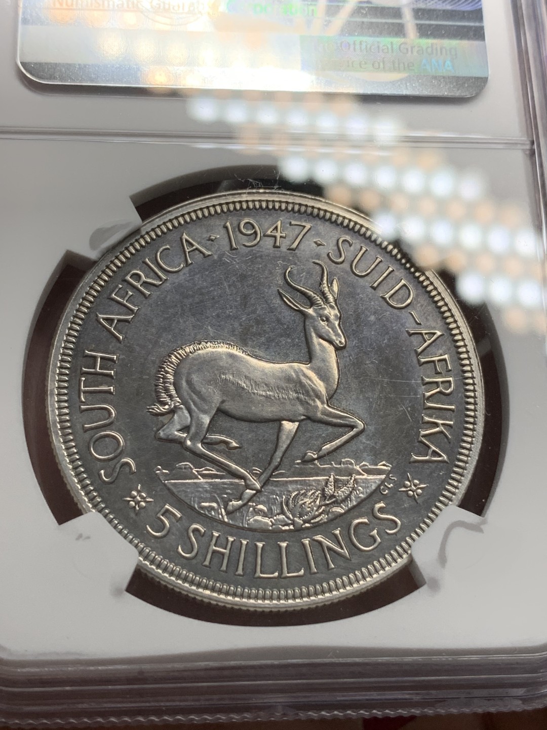 《竞宝斋》第79场-本周日，周一，周四3场拍卖（全场不限金额包邮） NGC-PROOF 南非 1947年 乔六 5先令大银币 精制币 这枚没给分真想不到