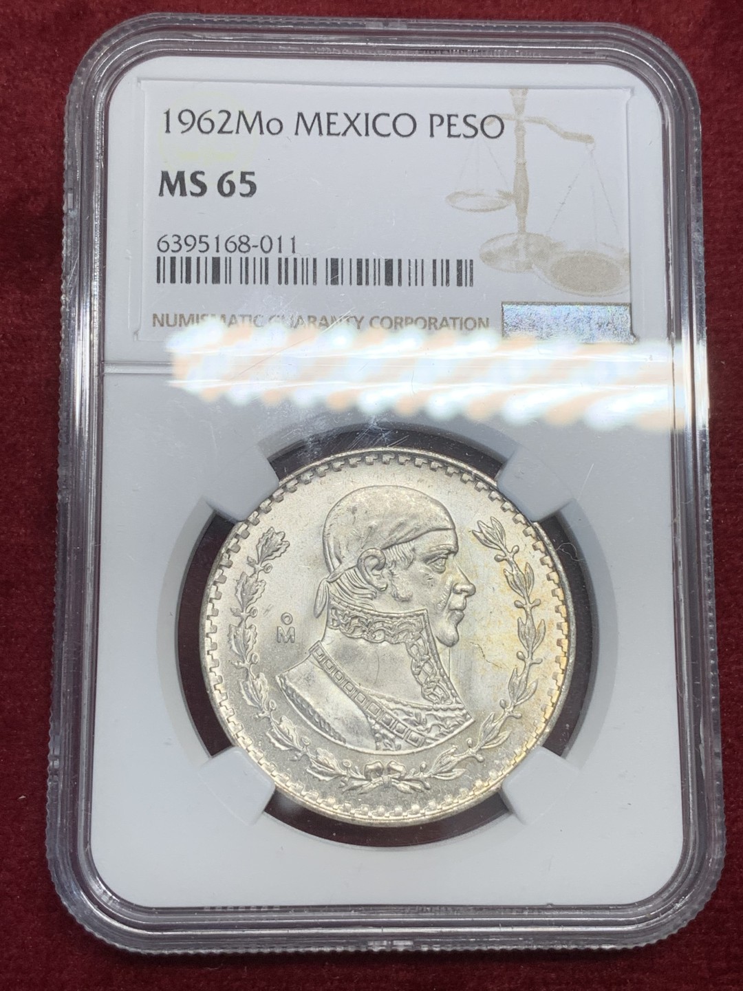 《竞宝斋》第79场-本周日，周一，周四3场拍卖（全场不限金额包邮） NGC-MS65 墨西哥 1962年 鹰洋1比索银币 原光好品