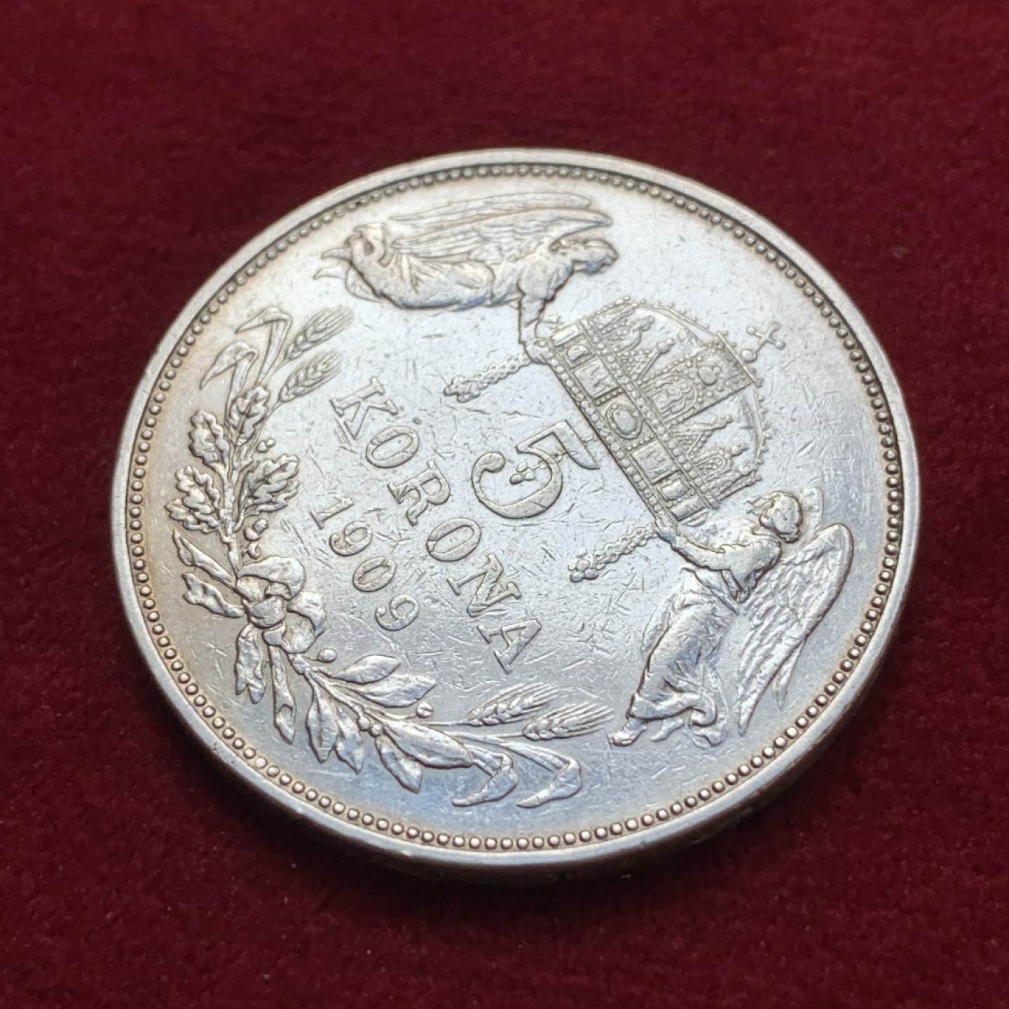 《竞宝斋》第79场-本周日，周一，周四3场拍卖（全场不限金额包邮） 匈牙利1909年 天使5克朗 大银币 好品