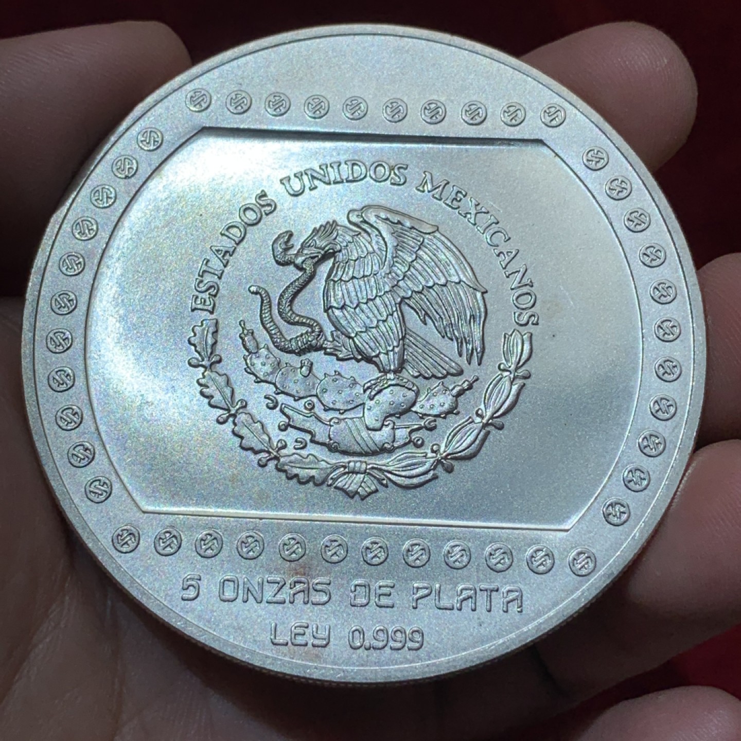 《竞宝斋》第79场-本周日，周一，周四3场拍卖（全场不限金额包邮） 墨西哥1993年 	10 比索 5盎司 999银 155.5克的大银币 不多见 品种