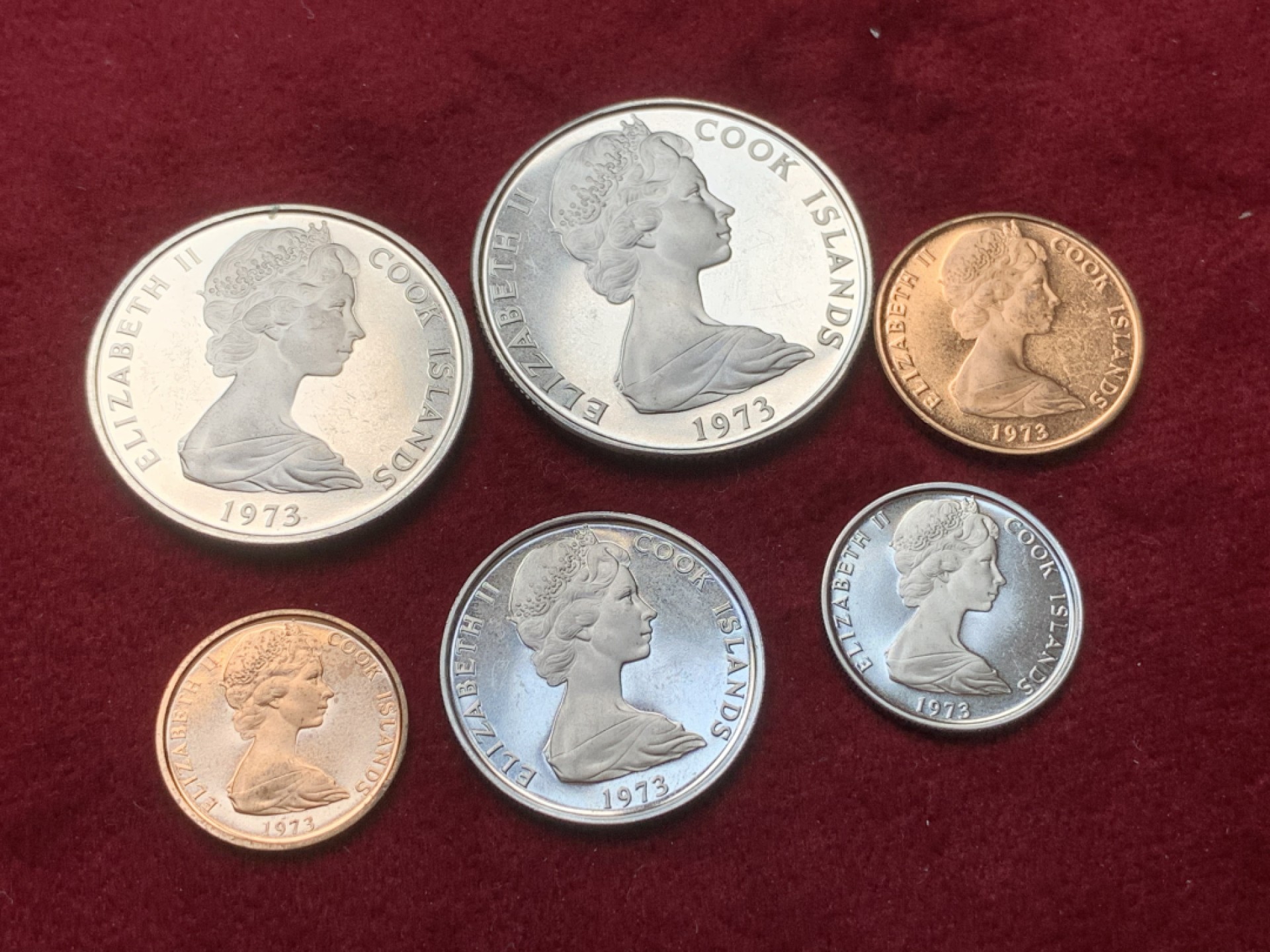 《竞宝斋》第79场-本周日，周一，周四3场拍卖（全场不限金额包邮） 库克群岛 1973年 精制币 6枚一组