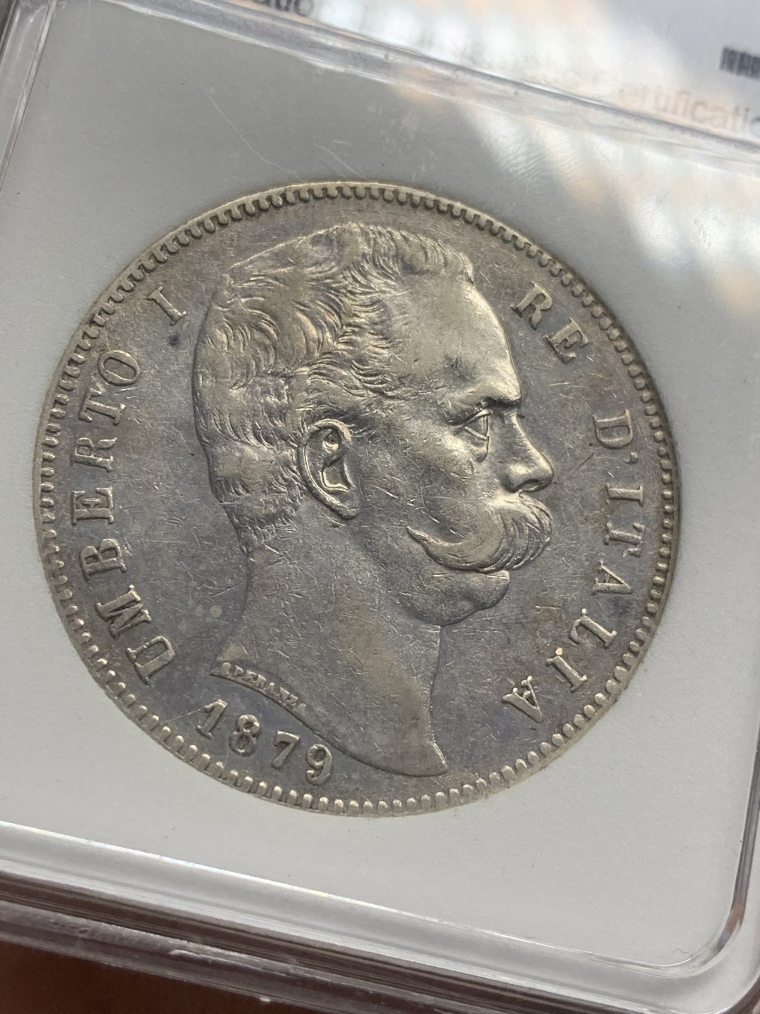 《竞宝斋》第79场-本周日，周一，周四3场拍卖（全场不限金额包邮） 美国NNC小白盒 意大利 1879年翁贝托 5里拉 大银币 细节清晰 好品