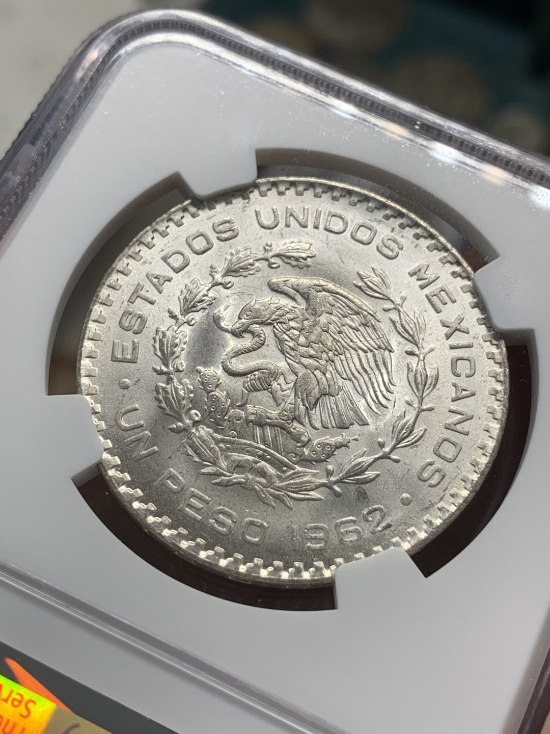 《竞宝斋》第79场-本周日，周一，周四3场拍卖（全场不限金额包邮） NGC-MS65 墨西哥 1962年 鹰洋1比索银币 原光好品