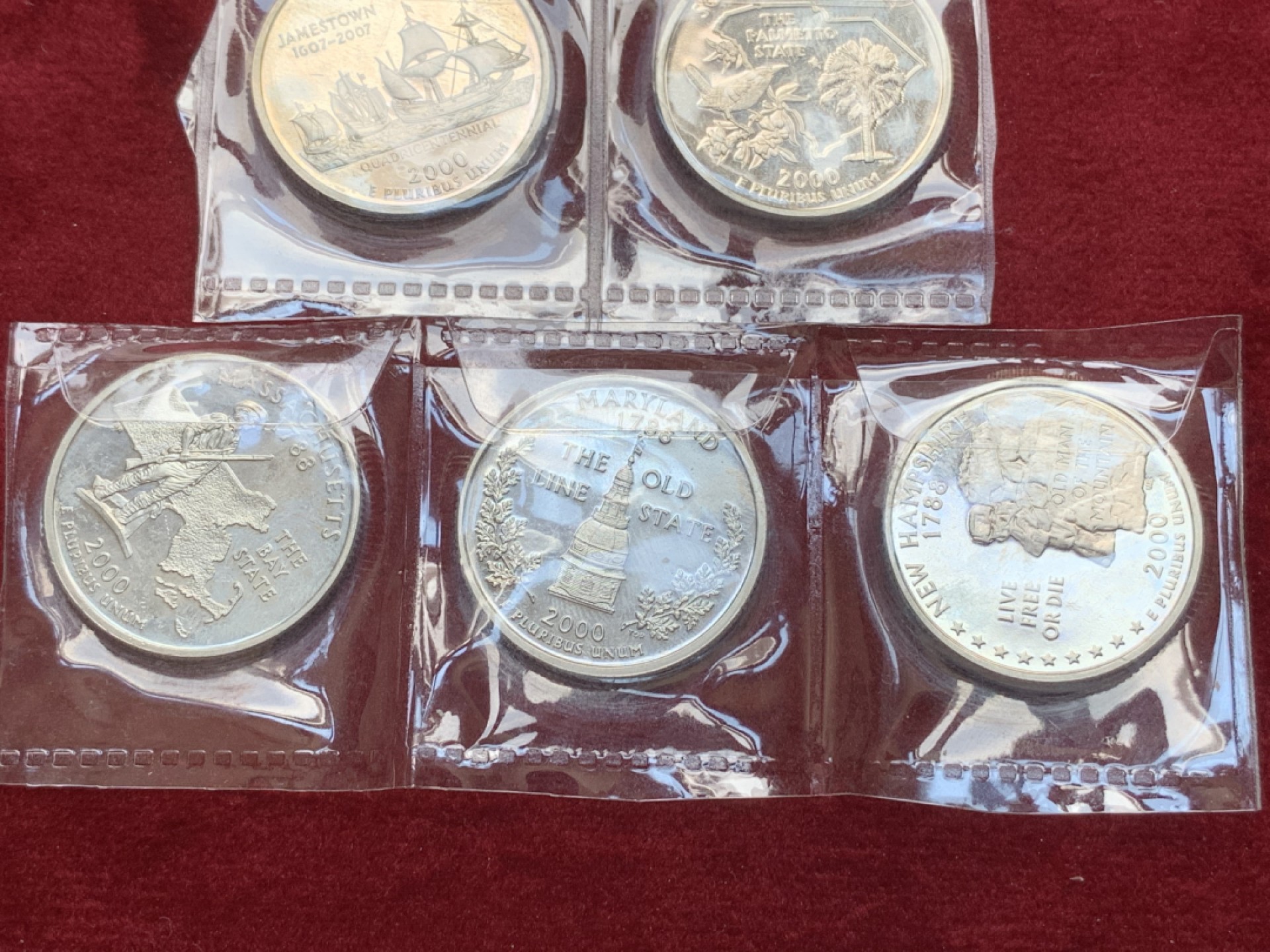 《竞宝斋》第79场-本周日，周一，周四3场拍卖（全场不限金额包邮） 美国 2000年 25美分 精制纪念币 5枚一组