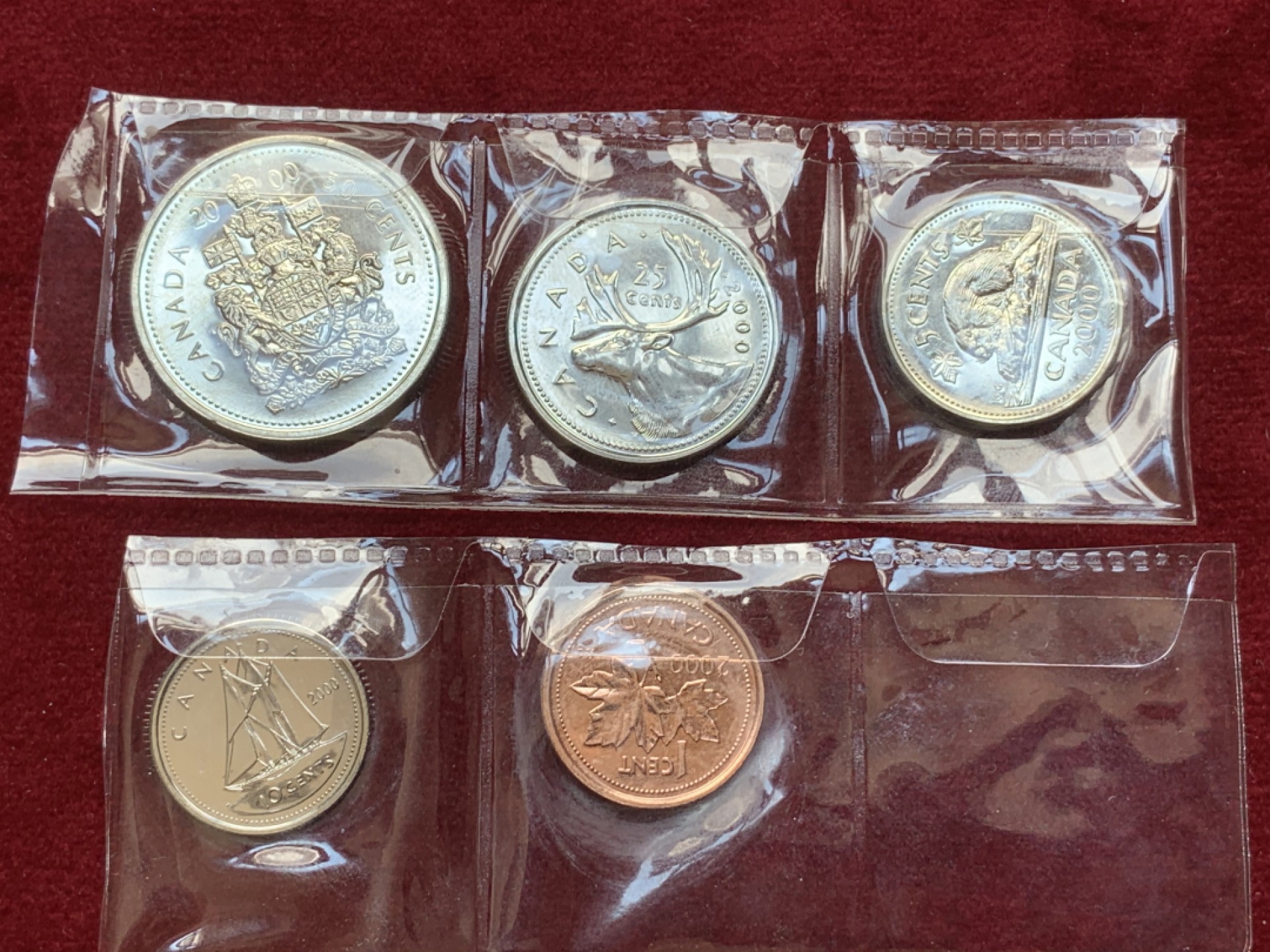 《竞宝斋》第79场-本周日，周一，周四3场拍卖（全场不限金额包邮） 加拿大 2000年 套币 5枚一组