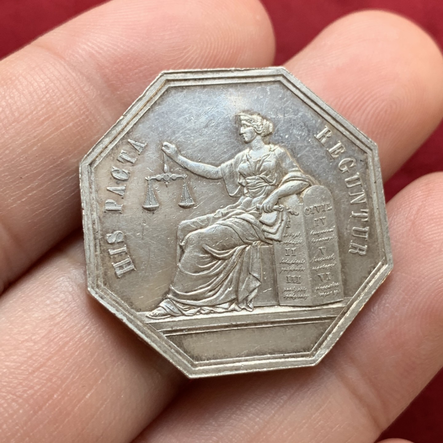 《竞宝斋》第79场-本周日，周一，周四3场拍卖（全场不限金额包邮） 法国 塞纳天平女神 JETON银质八角