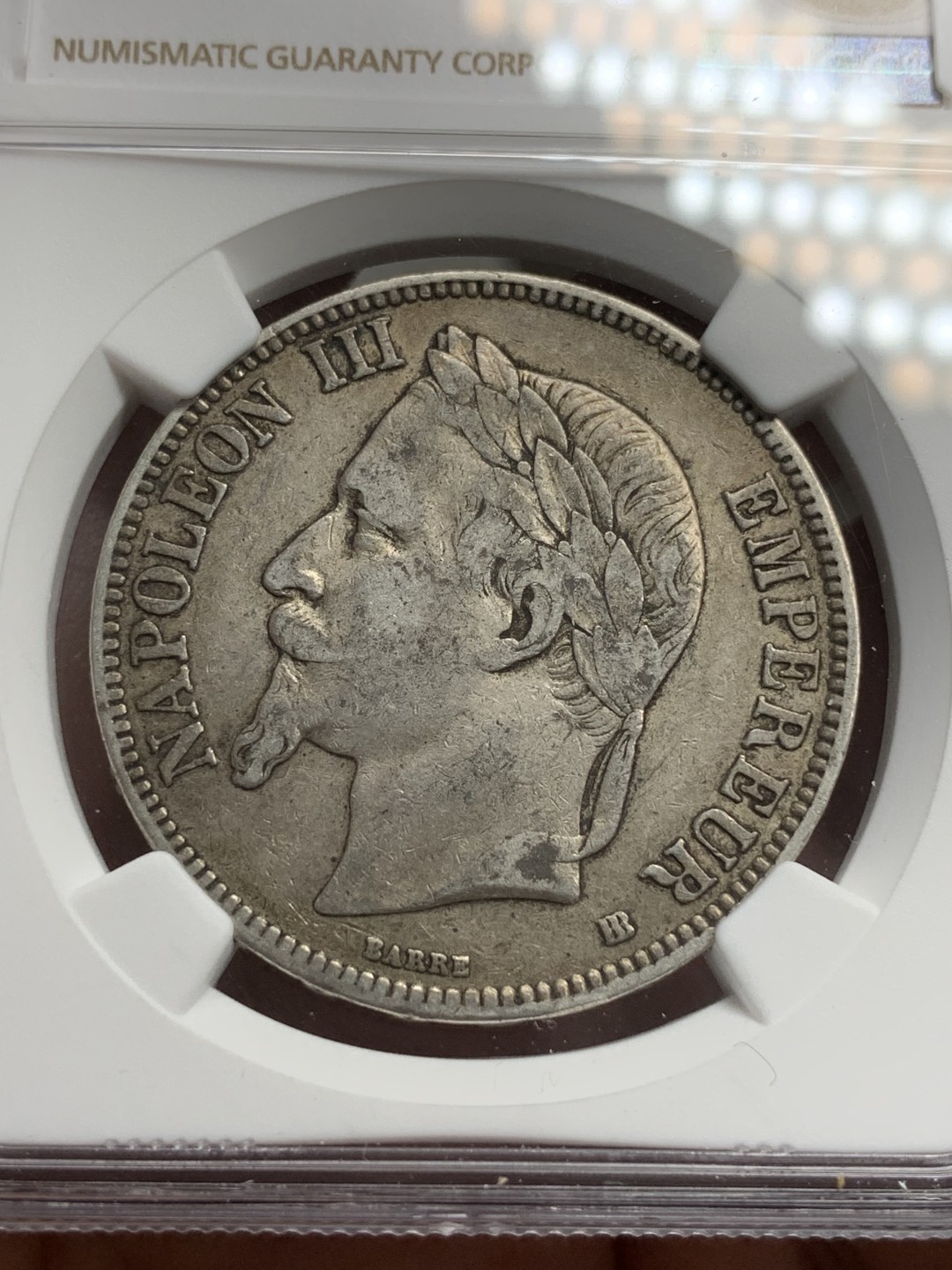 《竞宝斋》第79场-本周日，周一，周四3场拍卖（全场不限金额包邮） NGC-XF40 法国 1868BB年 拿破仑三世 5法郎大银币 原味好品