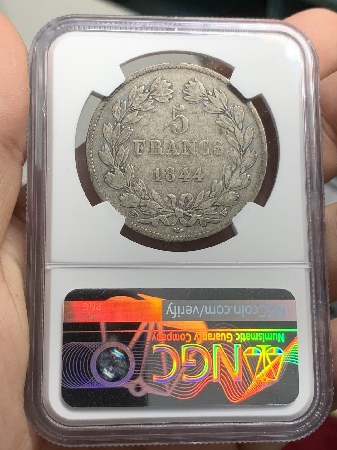 《竞宝斋》第79场-本周日，周一，周四3场拍卖（全场不限金额包邮） NGC-VF35 法国 1844-W年 菲利普一世 5法郎大银币 原味好品 出分不易