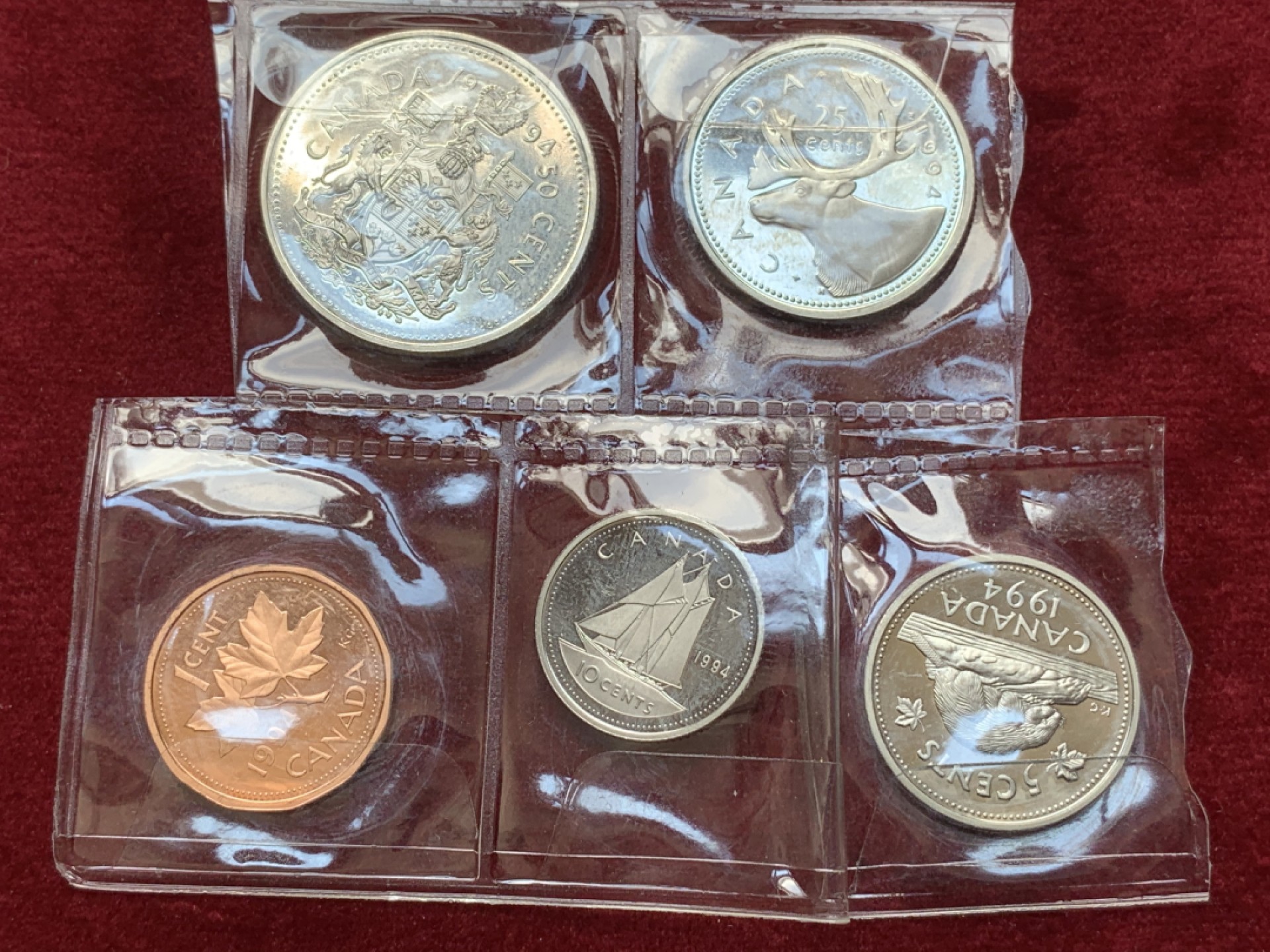 《竞宝斋》第79场-本周日，周一，周四3场拍卖（全场不限金额包邮） 加拿大 1994年 精制币 5枚一组