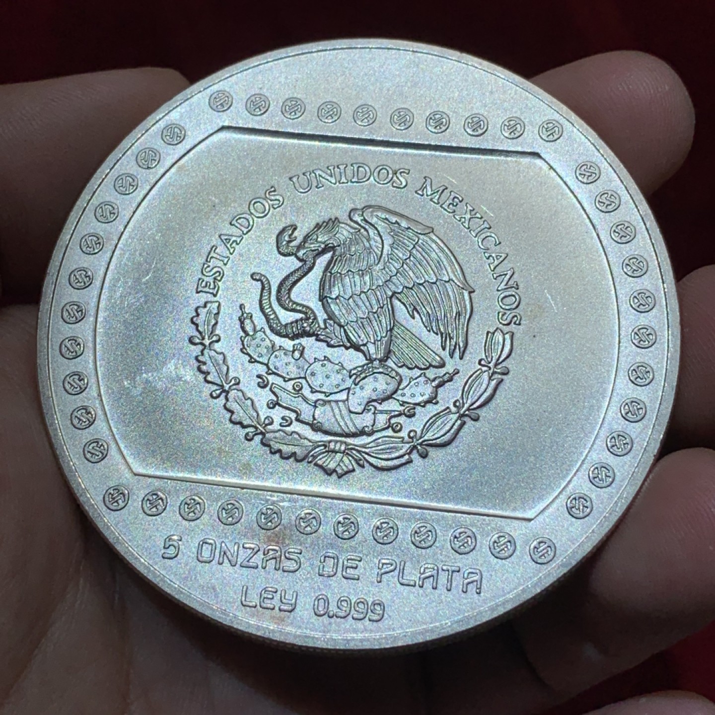 《竞宝斋》第79场-本周日，周一，周四3场拍卖（全场不限金额包邮） 墨西哥1993年 	10 比索 5盎司 999银 155.5克的大银币 不多见 品种