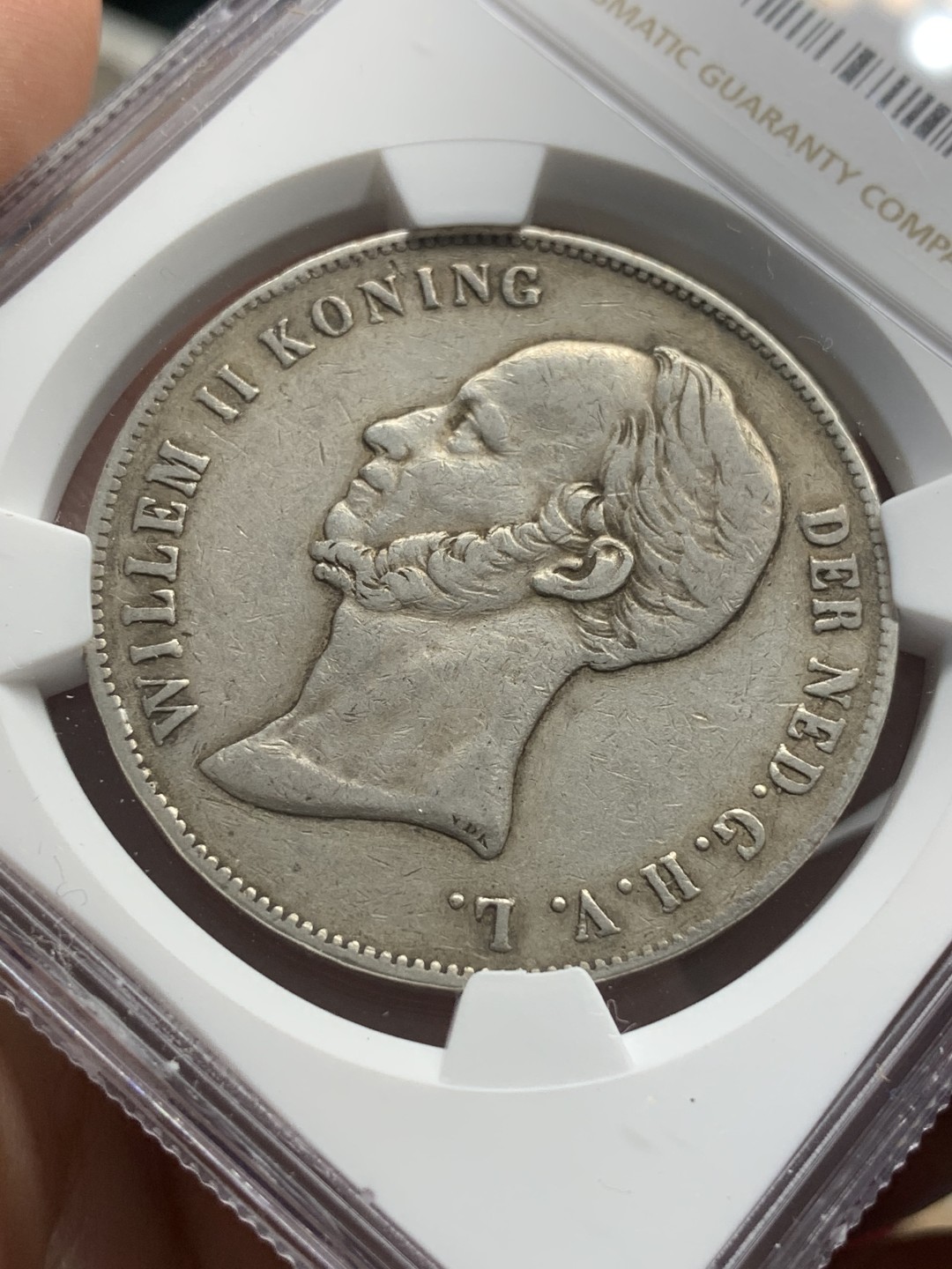 《竞宝斋》第79场-本周日，周一，周四3场拍卖（全场不限金额包邮） NGC-VF35 荷兰 1848年威廉二世长脖子版 2.5盾 大银币 此版出分很难很难