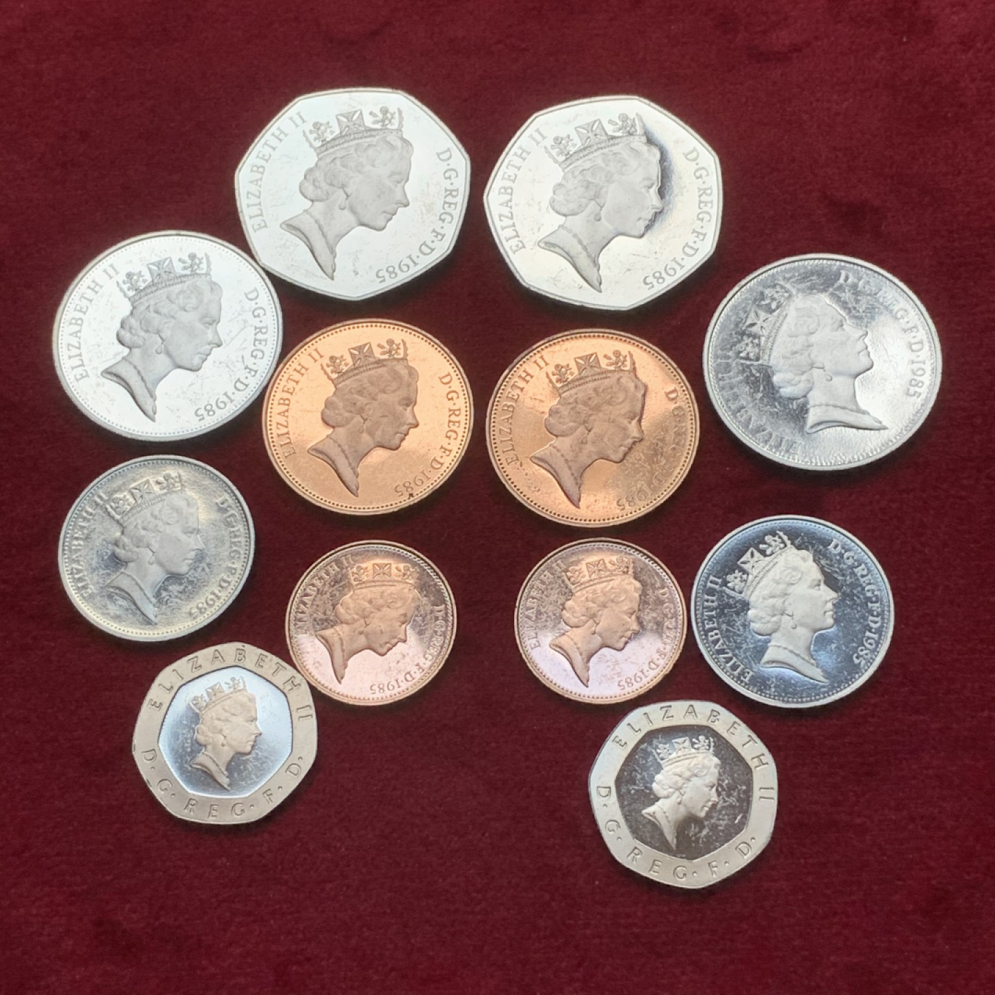 《竞宝斋》第79场-本周日，周一，周四3场拍卖（全场不限金额包邮） 2组一起 英国 1985年 精制币 6枚一组  2组