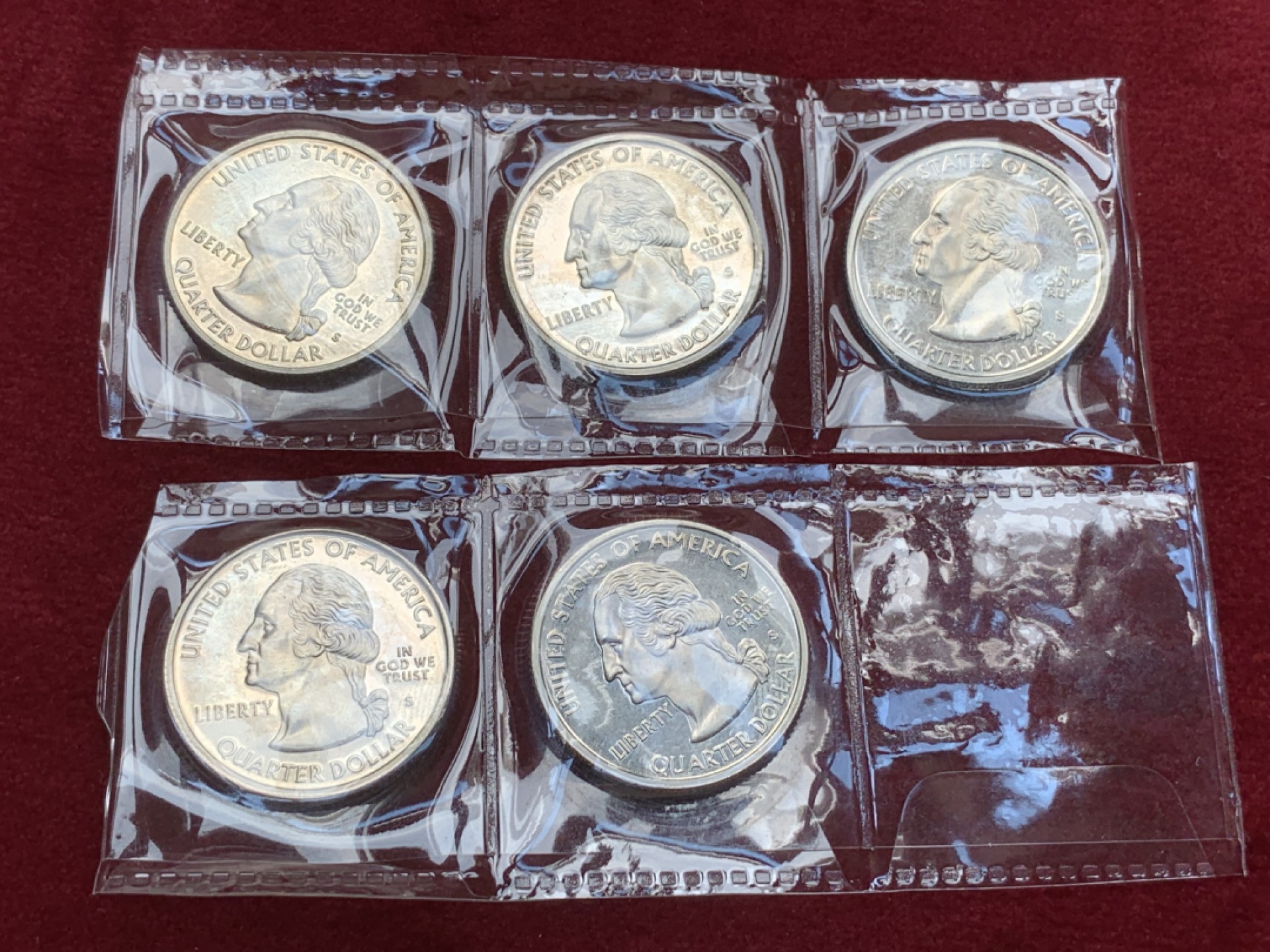 《竞宝斋》第79场-本周日，周一，周四3场拍卖（全场不限金额包邮） 美国 2001年 25美分 精制纪念币 5枚一组