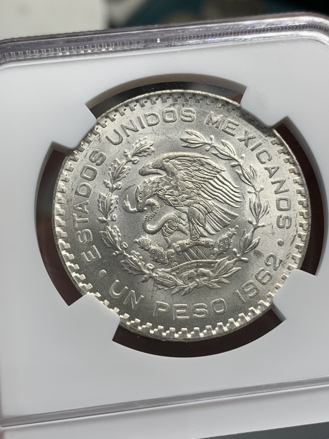 《竞宝斋》第79场-本周日，周一，周四3场拍卖（全场不限金额包邮） NGC-MS65 墨西哥 1962年 鹰洋1比索银币 原光好品