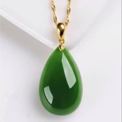 新疆天然玉石【送项链】玉吊坠菠菜绿玉髓坠子冰种通透 - 新疆天然玉石【送项链】玉吊坠菠菜绿玉髓坠子冰种通透