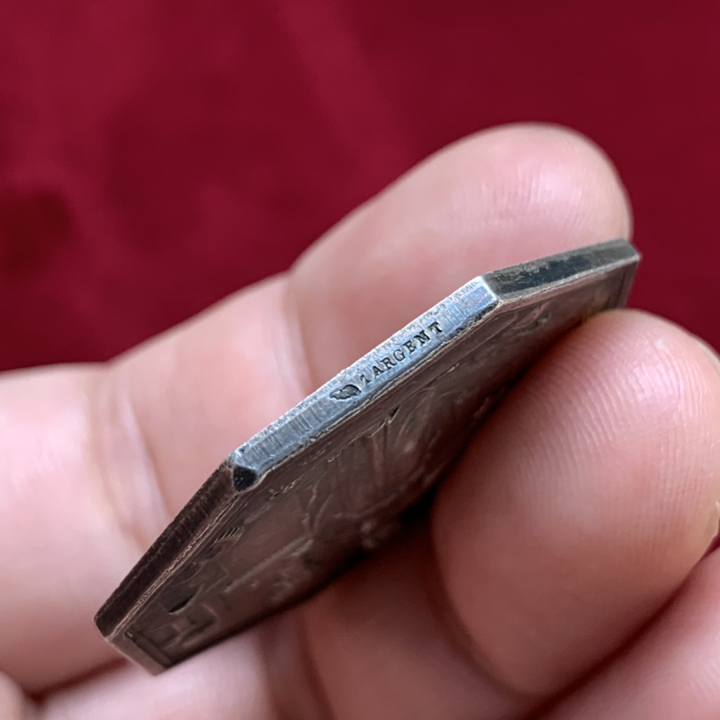 《竞宝斋》第79场-本周日，周一，周四3场拍卖（全场不限金额包邮） 法国 1859年 工业部女神 JETON银质八角 无签名版 对角直径39.9mm 重21.6克 大规格