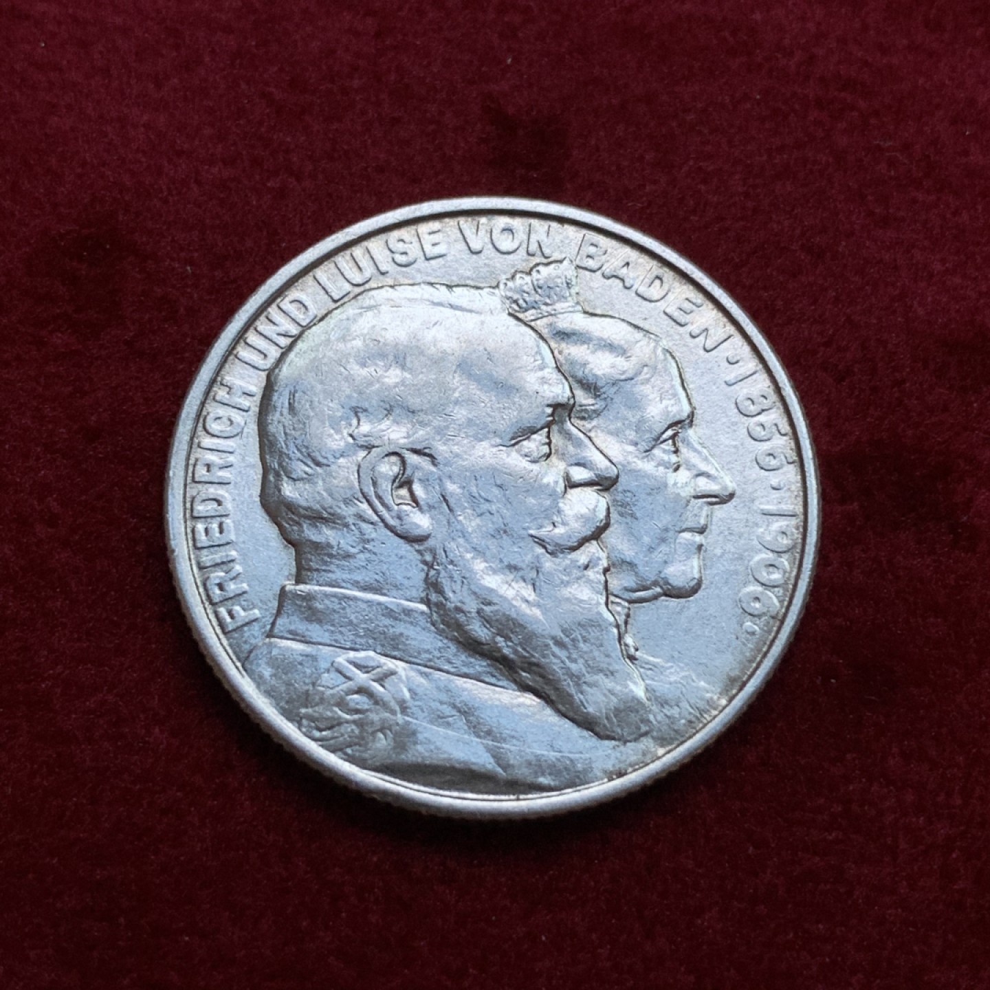 《竞宝斋》第79场-本周日，周一，周四3场拍卖（全场不限金额包邮） 德国巴登 1906年 金婚纪念 2马克银币 带光好品