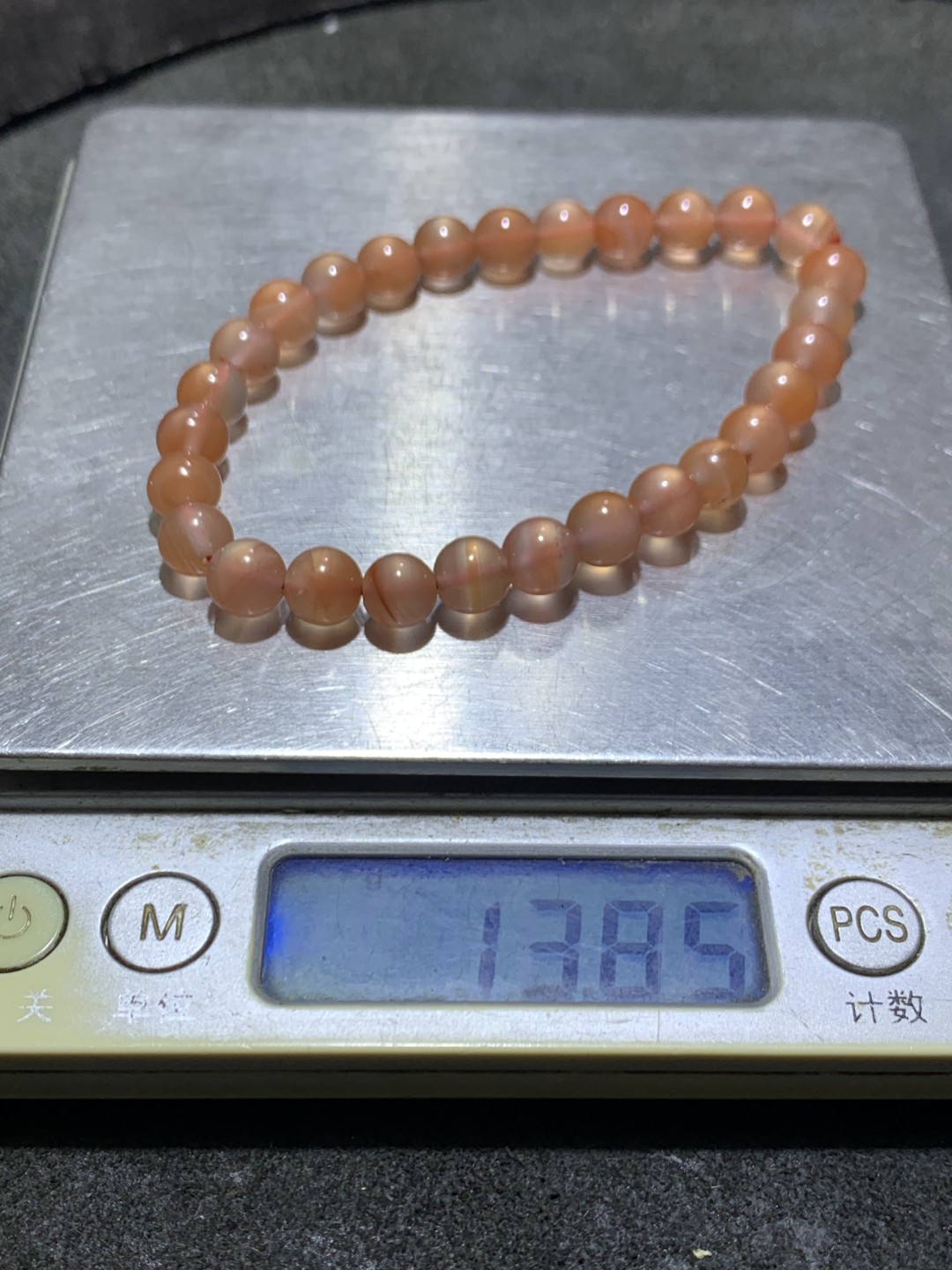 川料南红玛瑙樱桃红单圈手串一条，