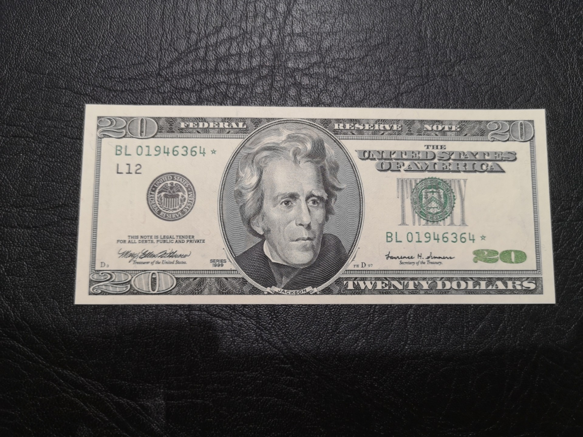 《外钞收藏家》第一百九十二期 1999年美国20美元 全新UNC 补号