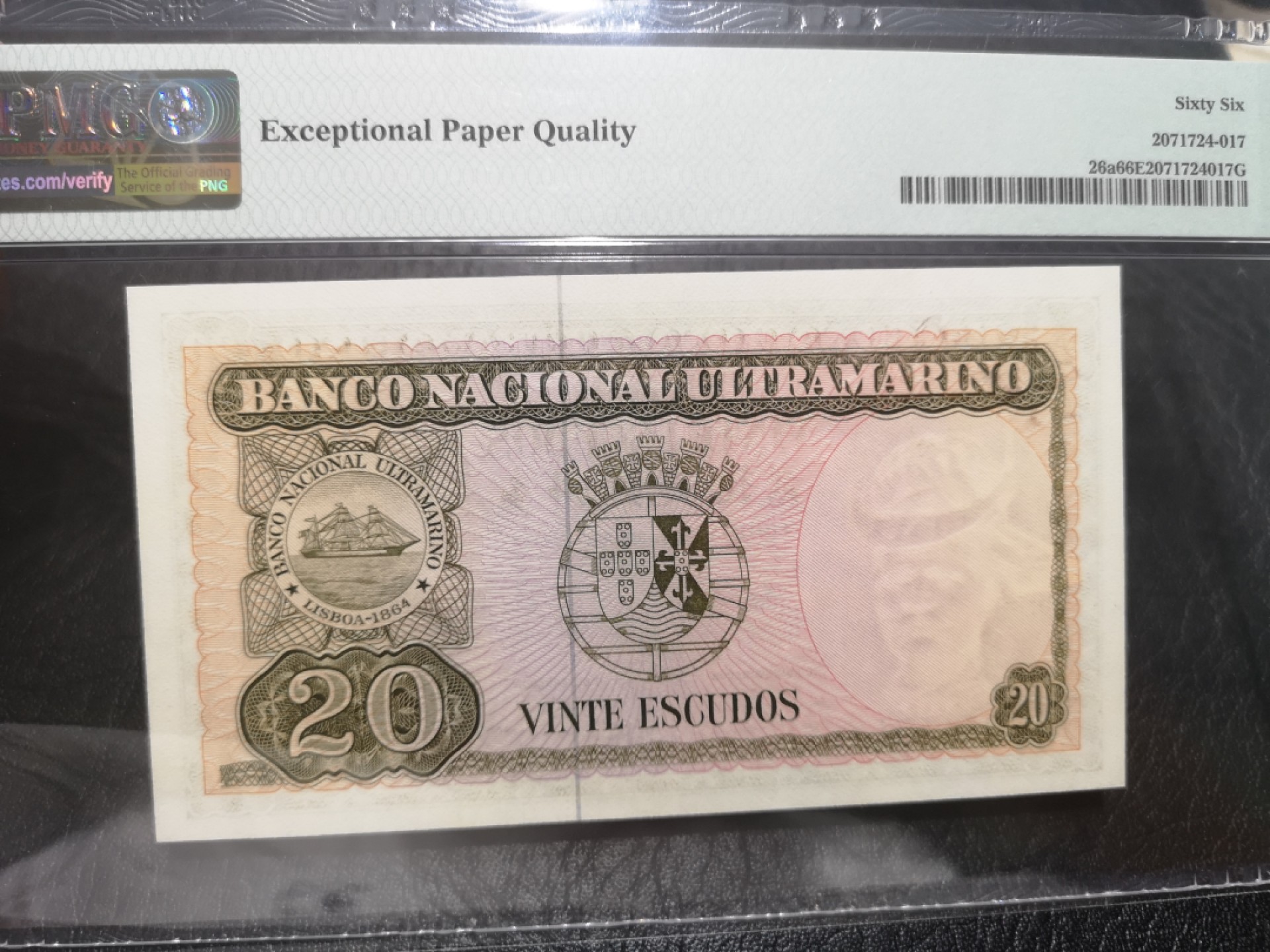 《外钞收藏家》第一百九十二期 1967年东帝汶20 PMG66 无47 BWC作品