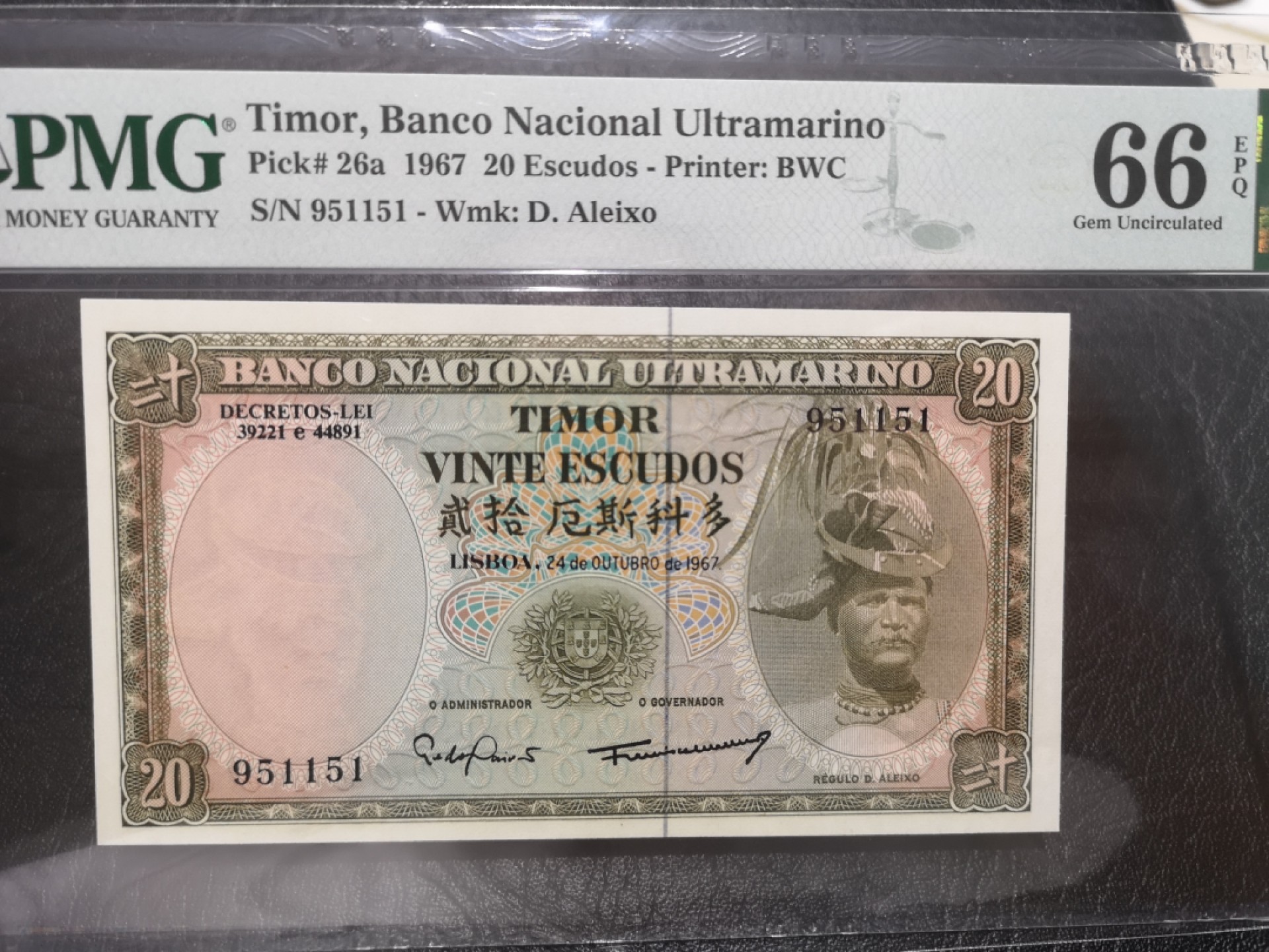 《外钞收藏家》第一百九十二期 1967年东帝汶20 PMG66 无47 BWC作品