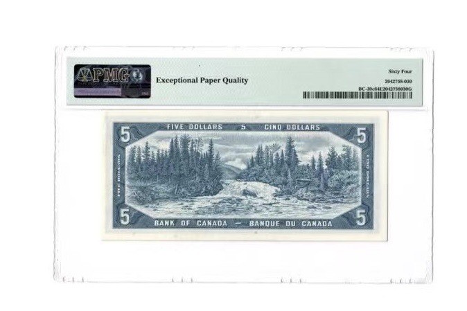 收藏联盟Quantum Auction 第180期拍卖 今晚七点开拍 加拿大1954年5元 PMG64e 晚礼服的女王