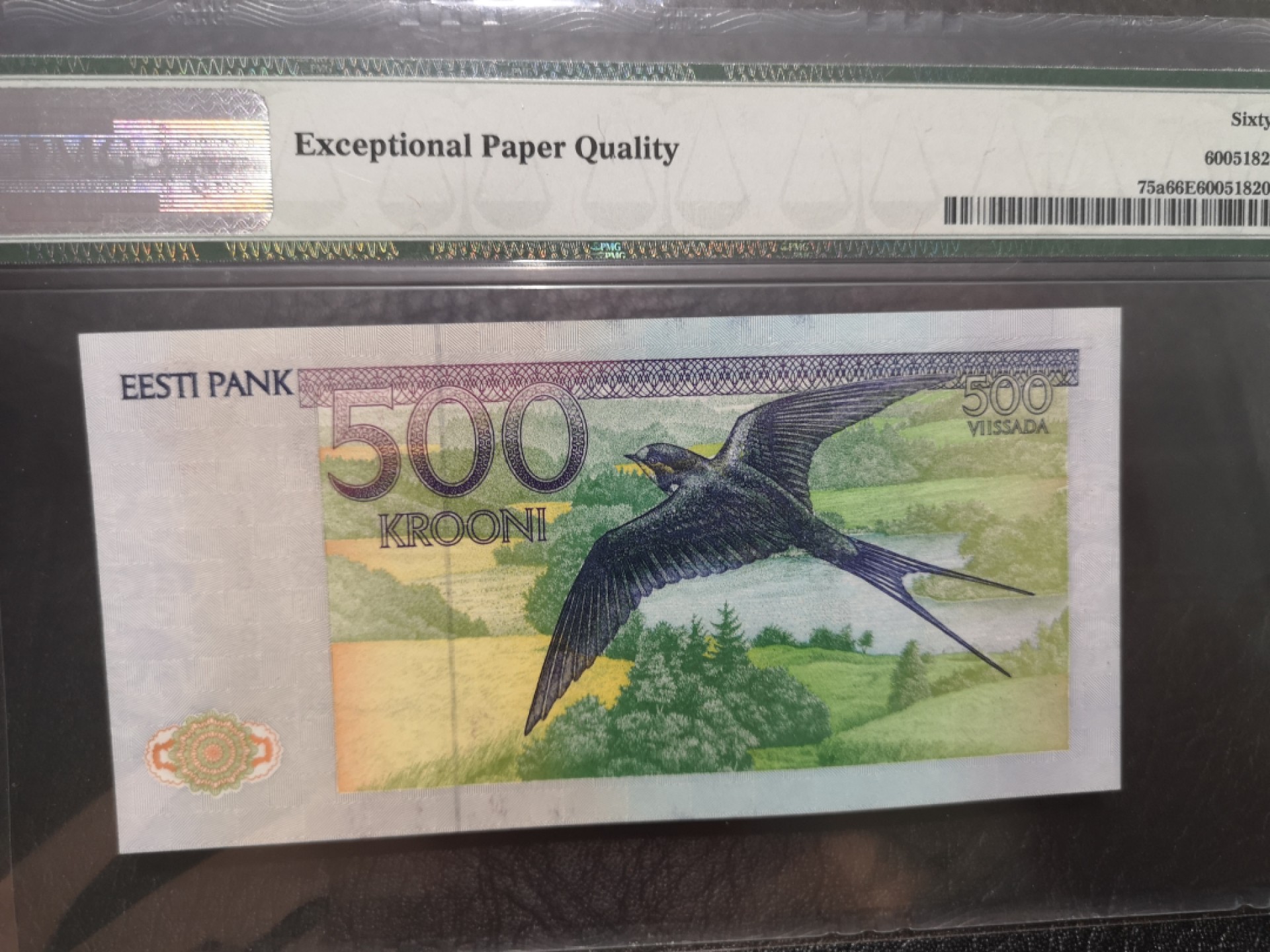 《外钞收藏家》第一百九十二期 1991年爱沙尼亚500克朗 PMG66 AA冠百位号987