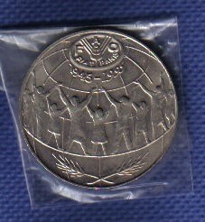 安道尔公国1995年25分 FAO联合国粮农组织五十周年纪念币 实物图 UNC - 安道尔公国1995年25分 FAO联合国粮农组织五十周年纪念币 实物图 UNC