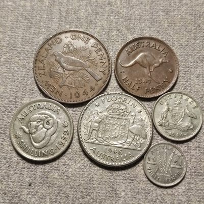 0起1加-纯粹捡漏拍-103场包邮 - 澳大利亚1944-1952年乔六6枚一组-含4银2铜