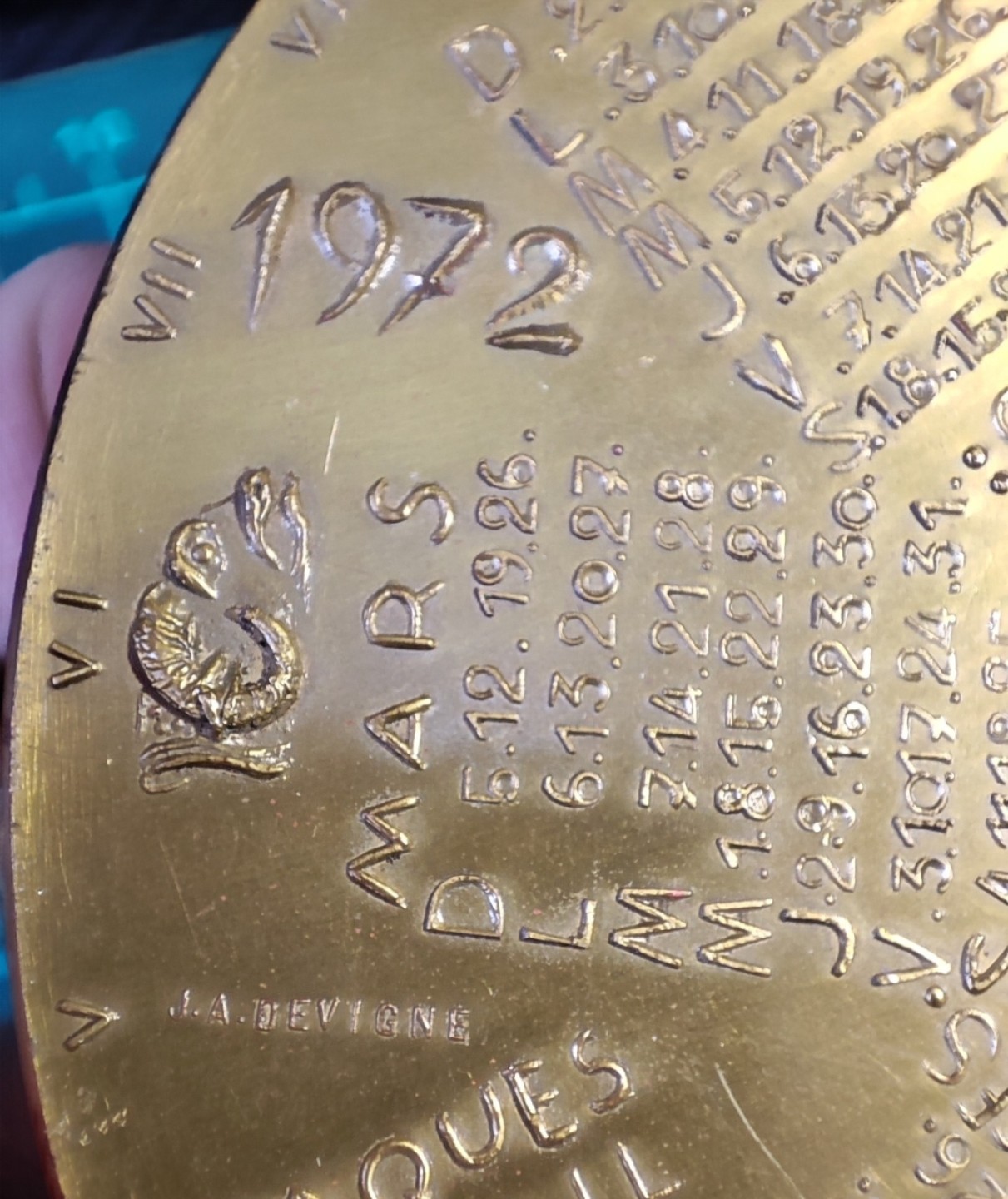 gush小明220802 法国1972日历大铜章 巴黎造币厂