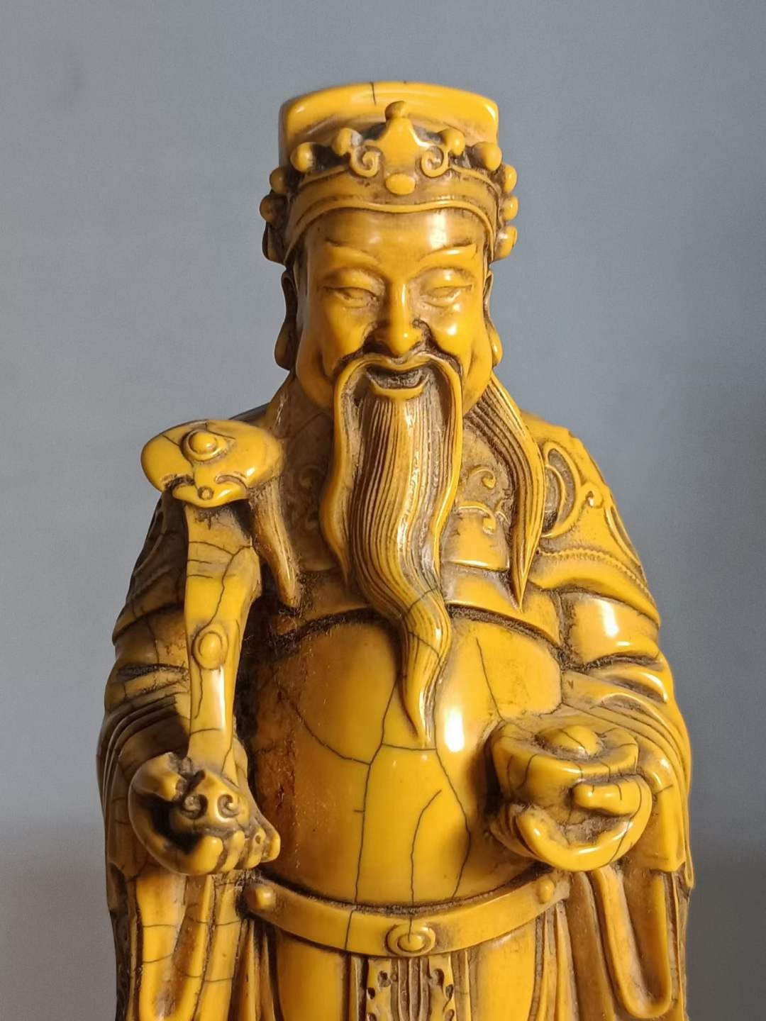 旧藏牙雕财神