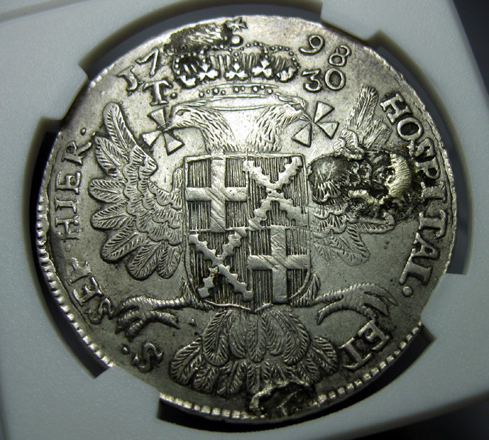 1798马耳他骑士团(医院骑士团)30T大银币,达文波特编号DAV-1611B,存世稀少,末任大团长霍姆佩斯