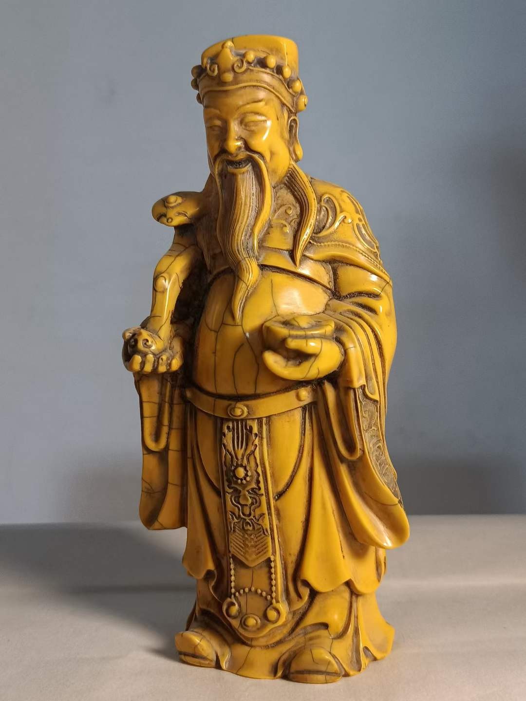 旧藏牙雕财神