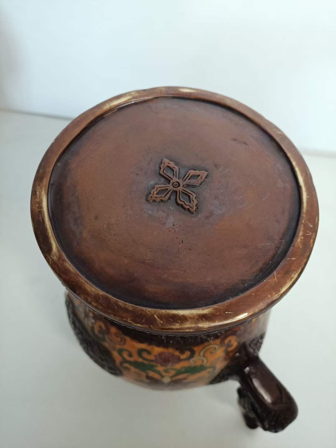 旧藏紫铜景泰蓝大壶，保存完整，品相一流，皮壶老辣，喜欢的联系