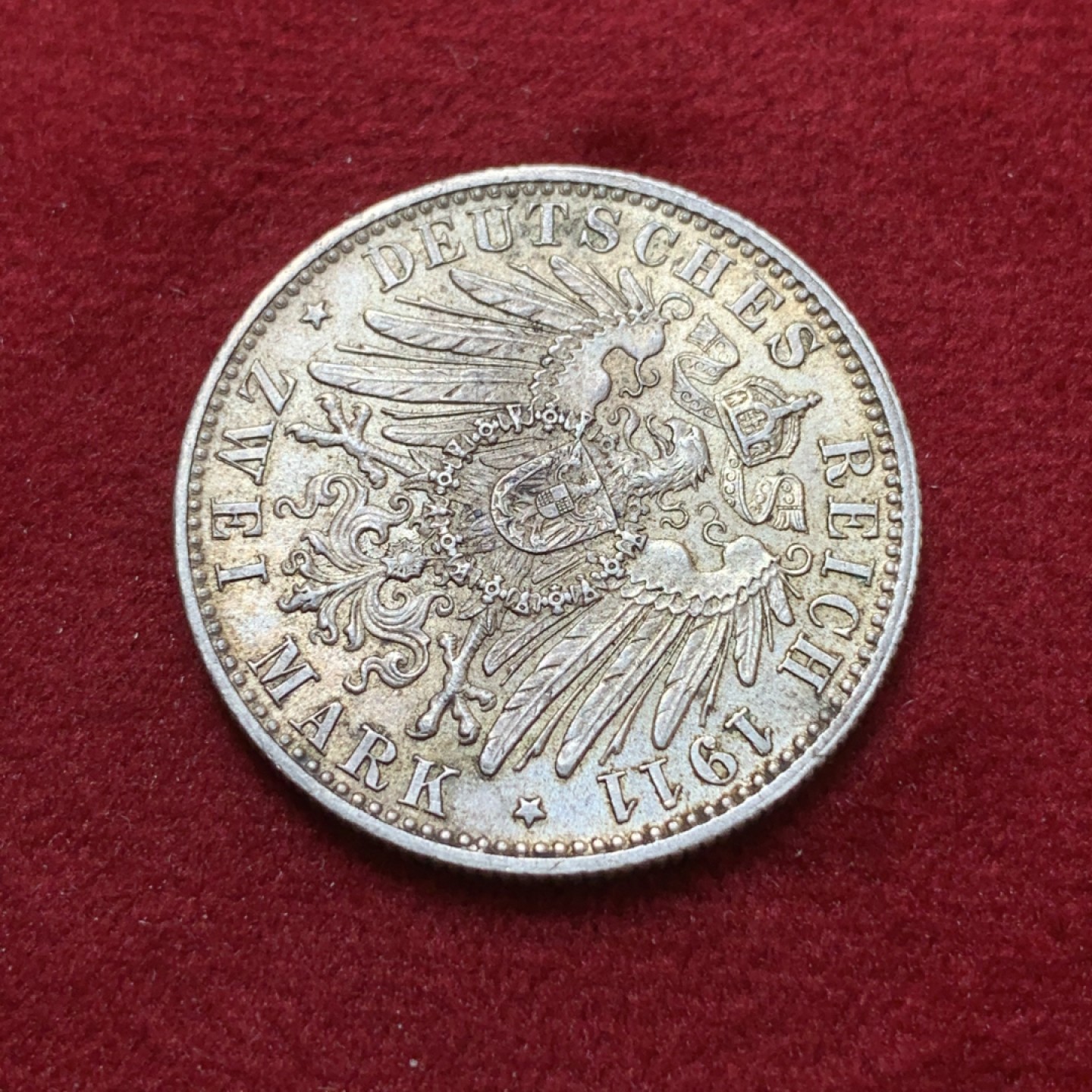 《竞宝斋》第80场-本周日，周一 2场连拍（全场不限金额包邮） 1911年德国巴伐利亚奥波德 90大寿 2马克银币