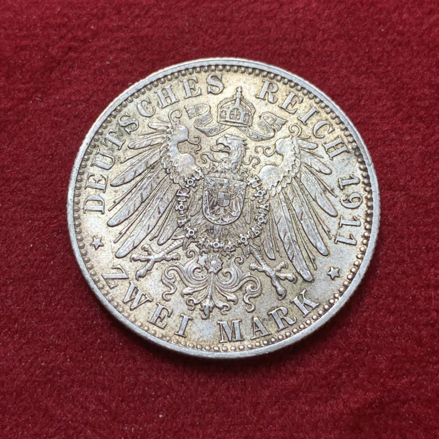 《竞宝斋》第80场-本周日，周一 2场连拍（全场不限金额包邮） 1911年德国巴伐利亚奥波德 90大寿 2马克银币