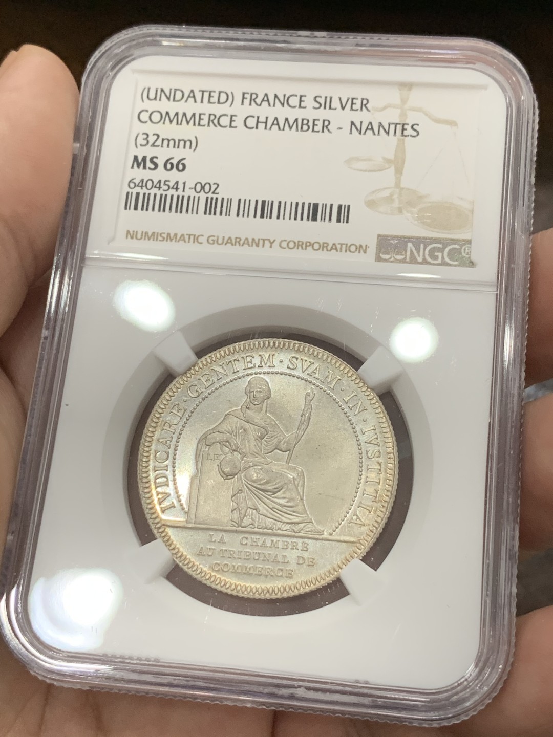 《竞宝斋》第80场-本周日，周一 2场连拍（全场不限金额包邮） NGC-MS66 法国十九世纪 南特大帆船 JETON银币 顶级品相