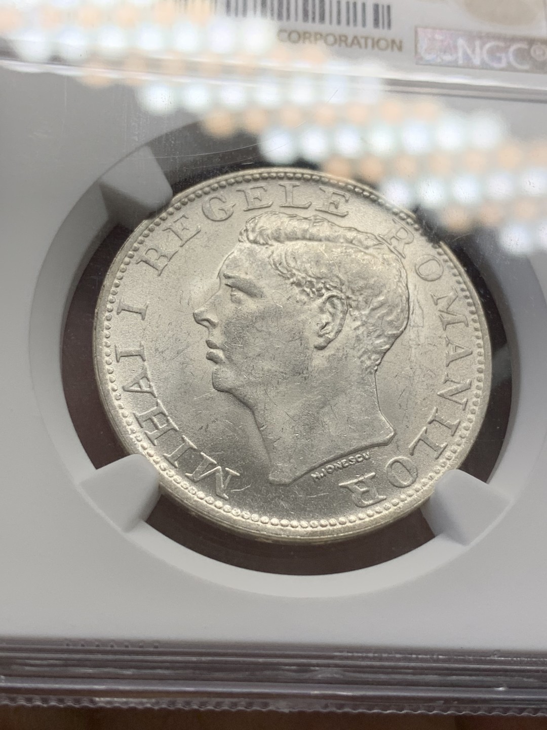 《竞宝斋》第80场-本周日，周一 2场连拍（全场不限金额包邮） NGC-MS62 罗马尼亚 1944年 500列伊 银币 最近涨得很快热门品种