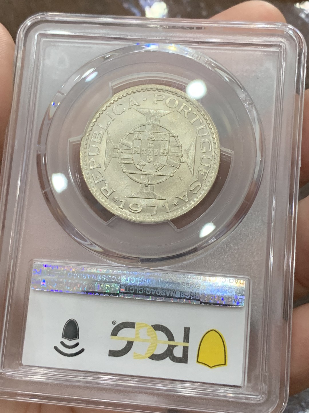 《竞宝斋》第80场-本周日，周一 2场连拍（全场不限金额包邮） PCGS MS65 1971年澳门5Pat银币 高分潜力品种 同时具备中国字与龙图案