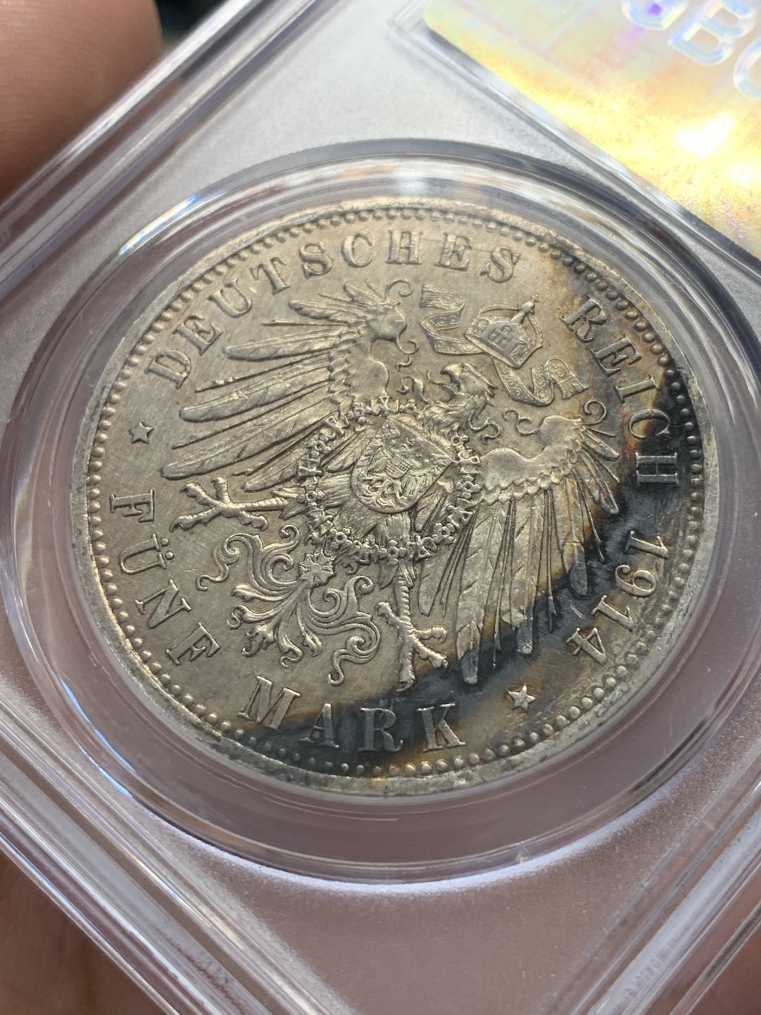 《竞宝斋》第80场-本周日，周一 2场连拍（全场不限金额包邮） 公博 德国 普鲁士 威廉二世 1914年 一战前军装版 仅发行了2版，军装 5马克银币