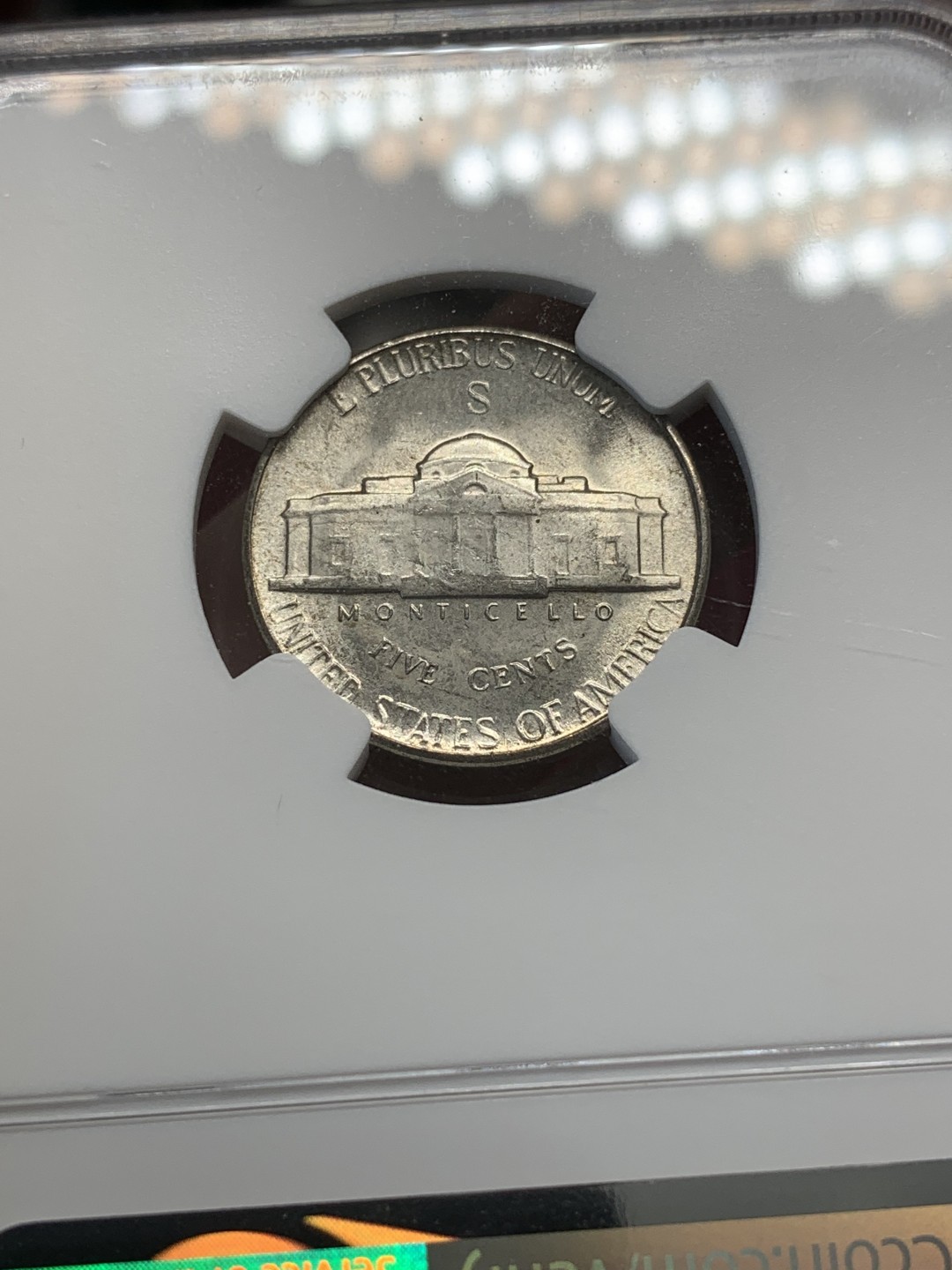 《竞宝斋》第80场-本周日，周一 2场连拍（全场不限金额包邮） NGC-MS64 美国 1945年 杰弗逊战时五美分 1942-1945这三年为战时含银版五美分